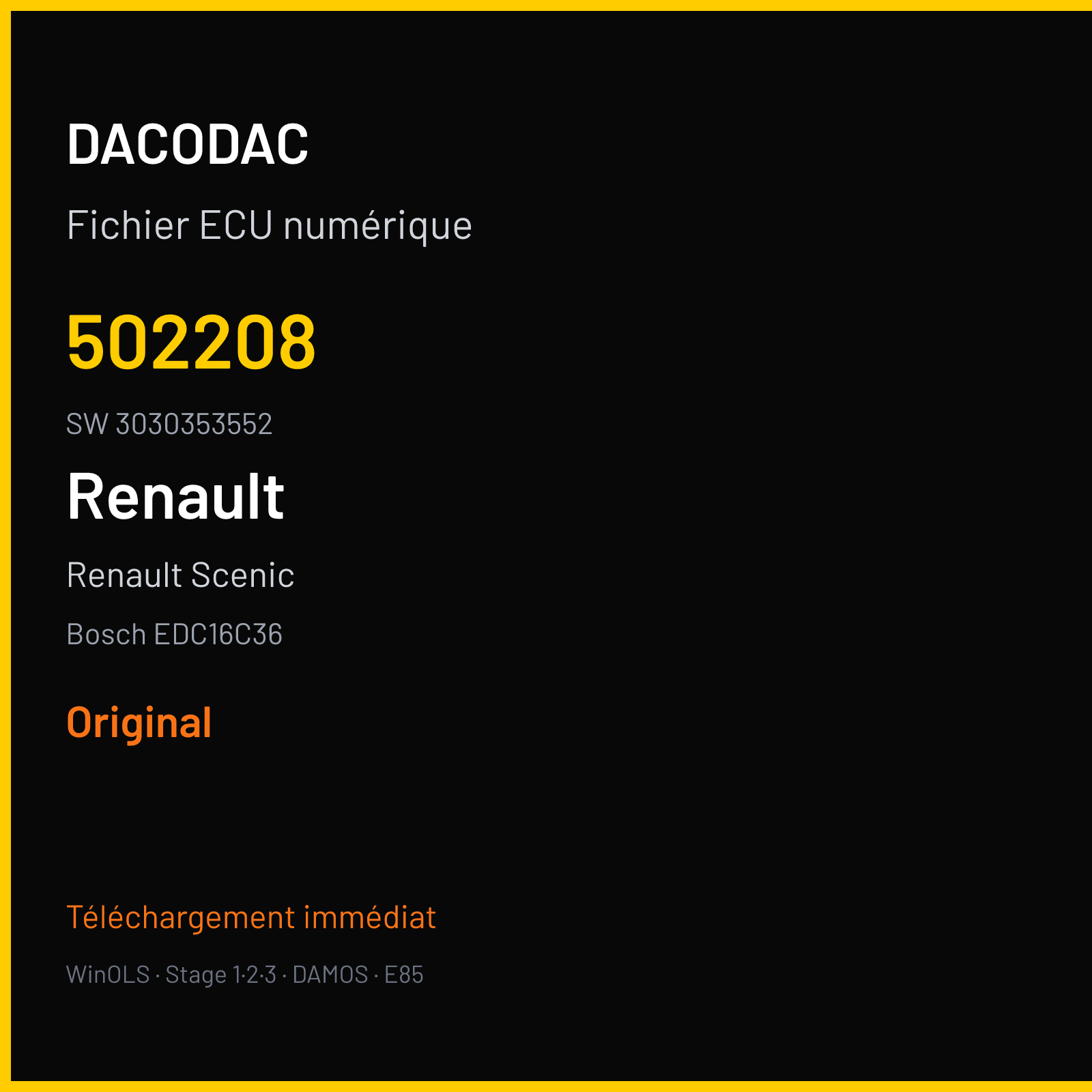 Renault Scenic 128 ch — Bosch EDC16C36 — 502208 · 3030353552 — Original