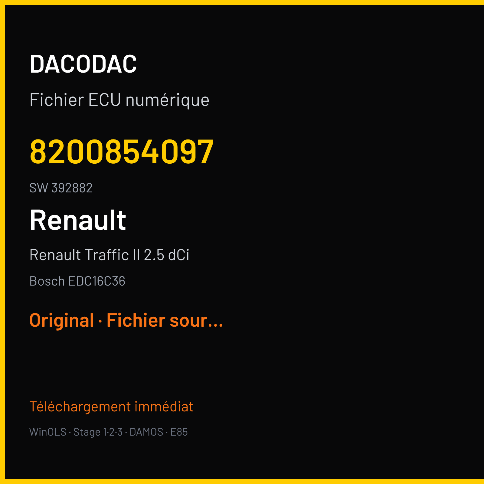 Renault Traffic II 2.5 dCi (2007) — Bosch EDC16C36 — 8200854097 · 392882 — Original