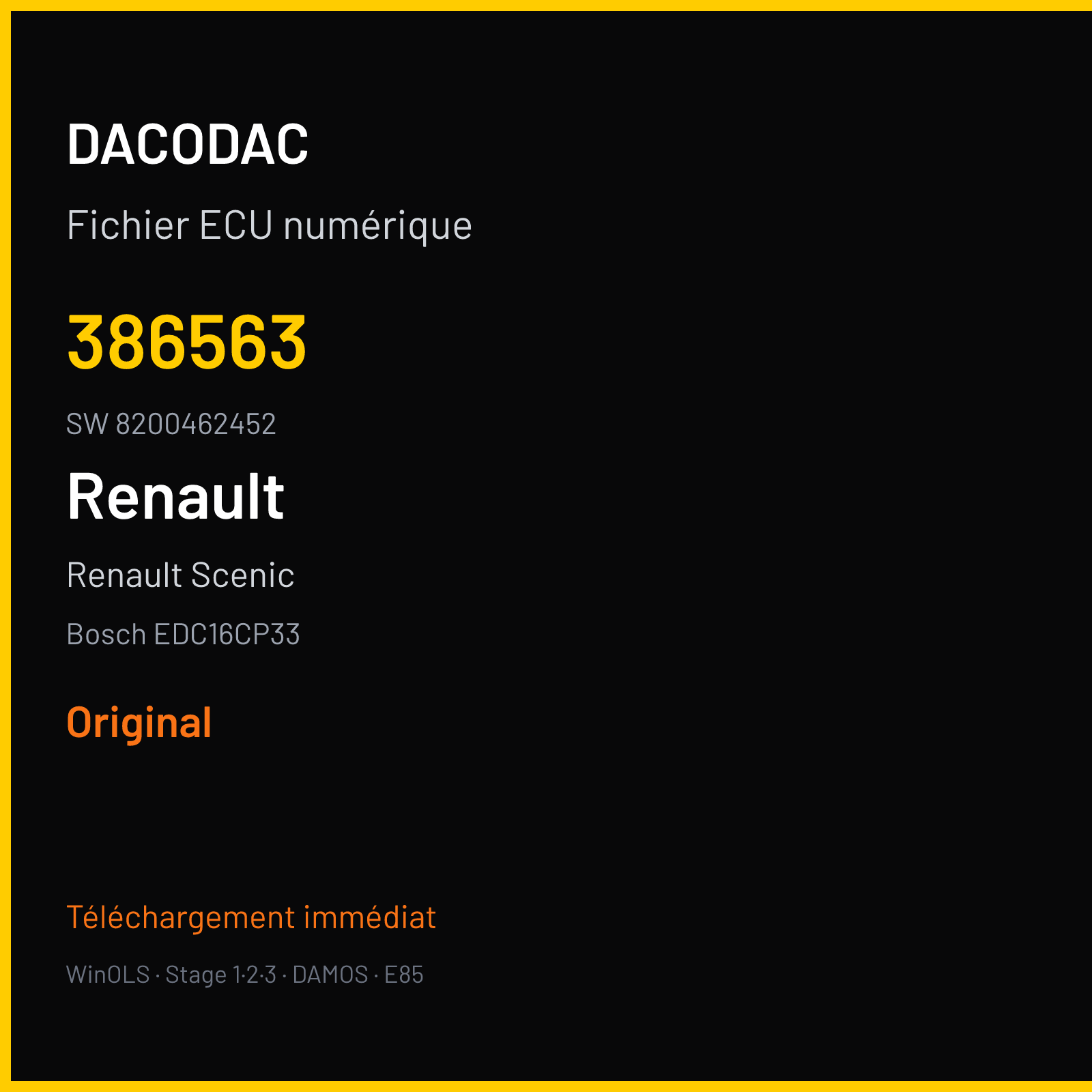 Renault Scenic 148 ch — Bosch EDC16CP33 — 386563 · 8200462452 — Original