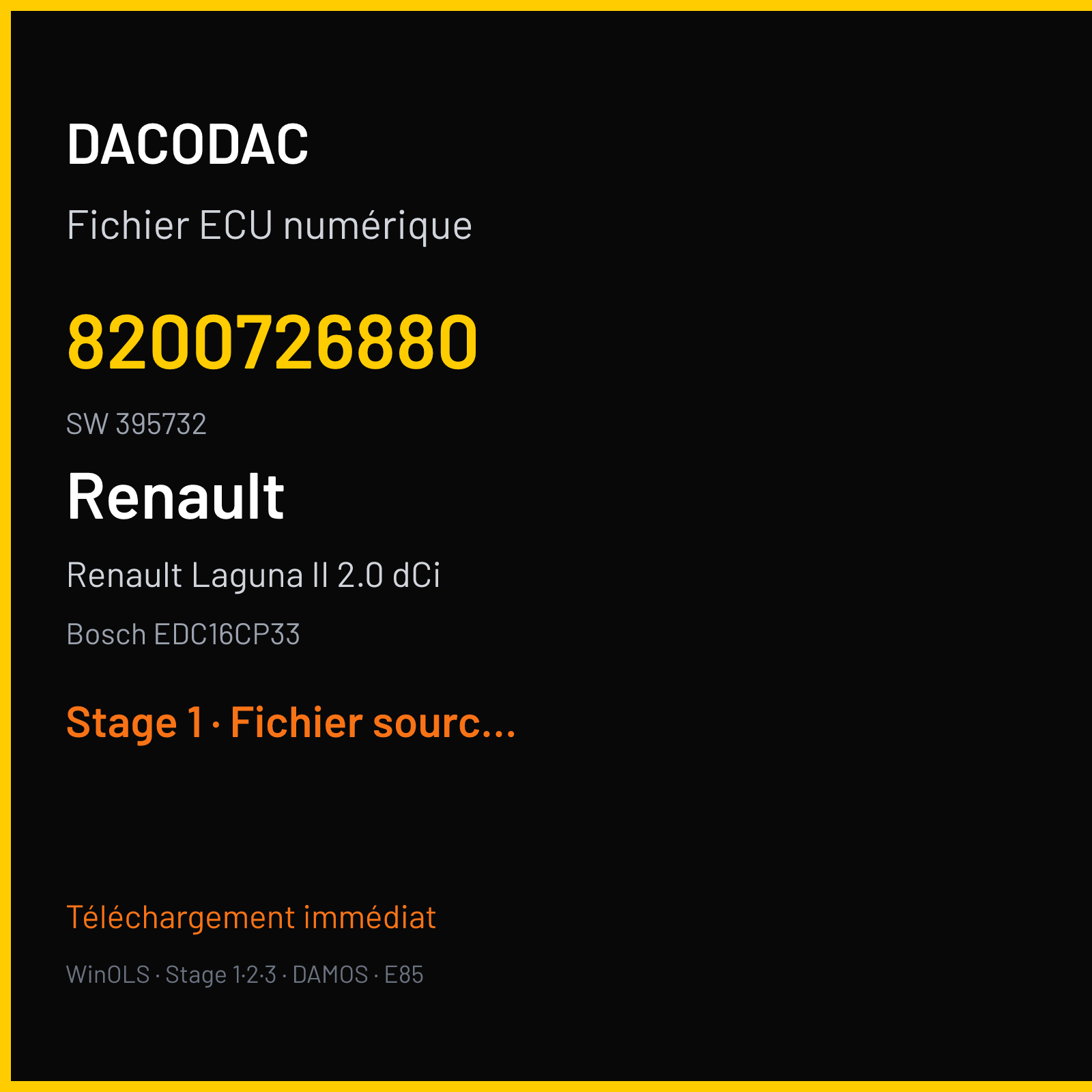 Renault Laguna II 2.0 dCi (2006) — Bosch EDC16CP33 — 8200726880 · 395732 — Stage 1