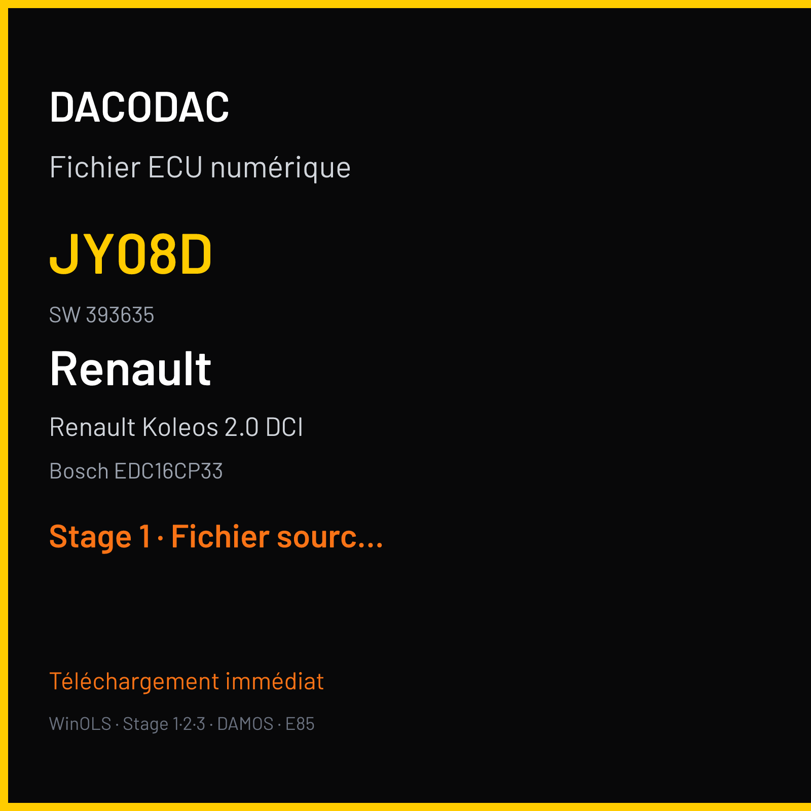 Renault Koleos 2.0 DCI (2007) — Bosch EDC16CP33 — JY08D · 393635 — Stage 1