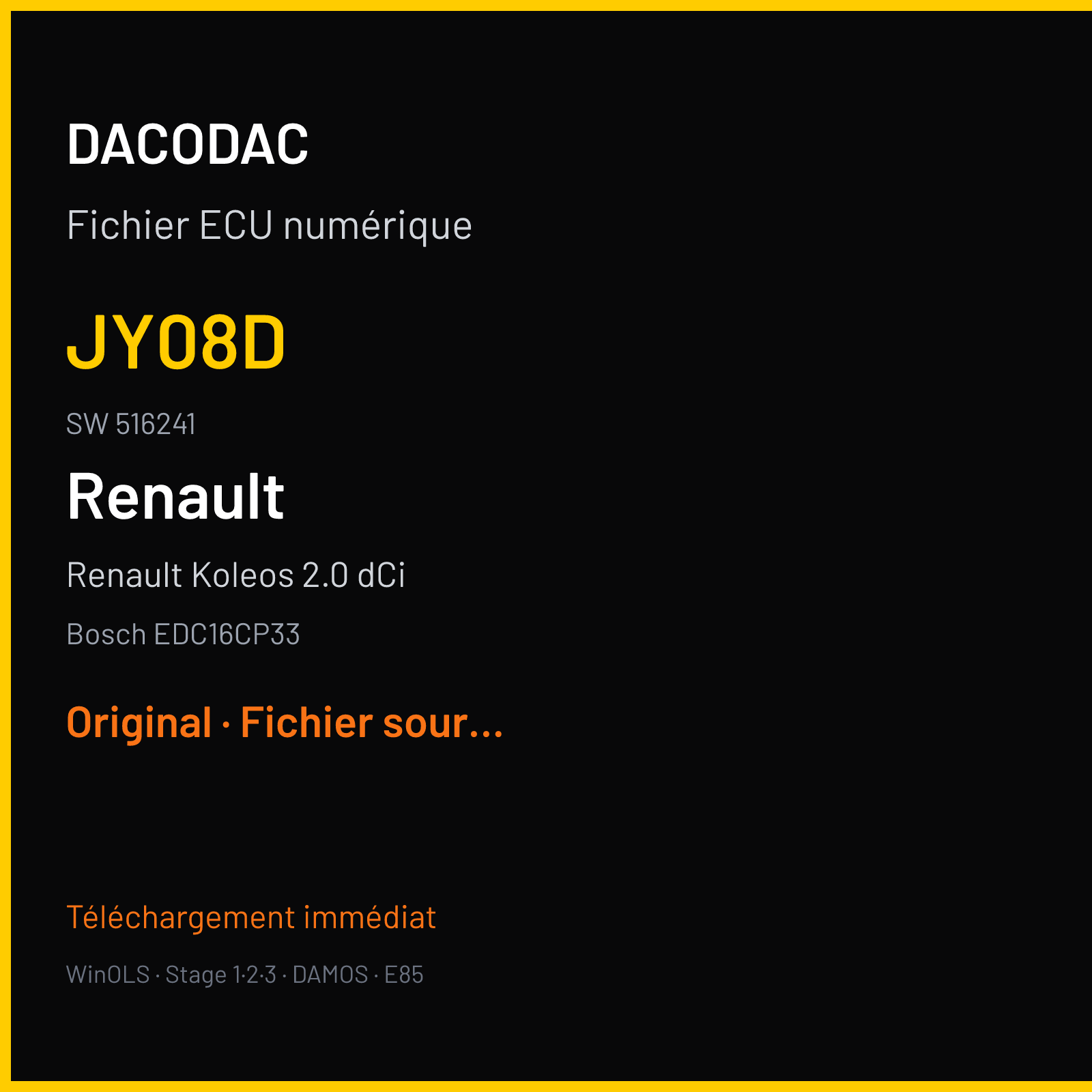 Renault Koleos 2.0 dCi (2007) — Bosch EDC16CP33 — JY08D · 516241 — Original