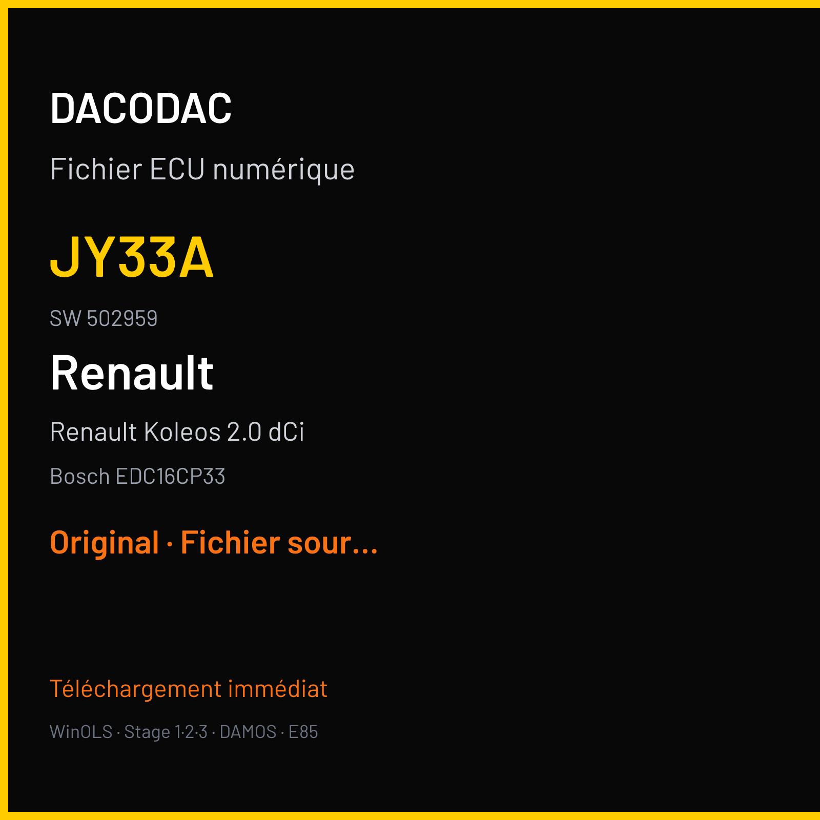 Renault Koleos 2.0 dCi (2009) — Bosch EDC16CP33 — JY33A · 502959 — Original