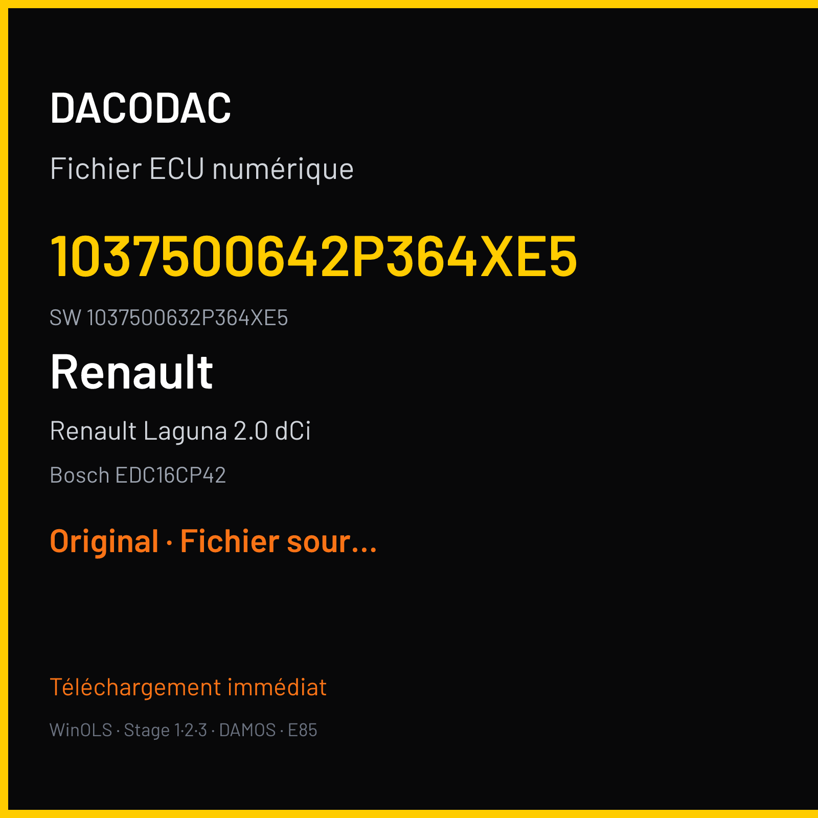 Renault Laguna 2.0 dCi 235 ch (2009) — Bosch EDC16CP42 — 1037500642P364XE5 · 1037500632P364XE5 · 500642 — Original