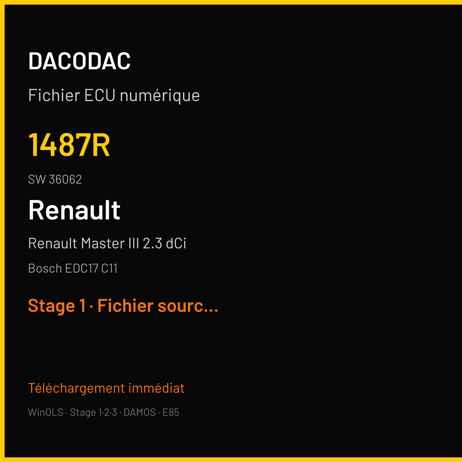 Renault Master III 2.3 dCi 100 ch — Bosch EDC17 C11 — 1487R · 36062 · 1037514577 — Stage 1