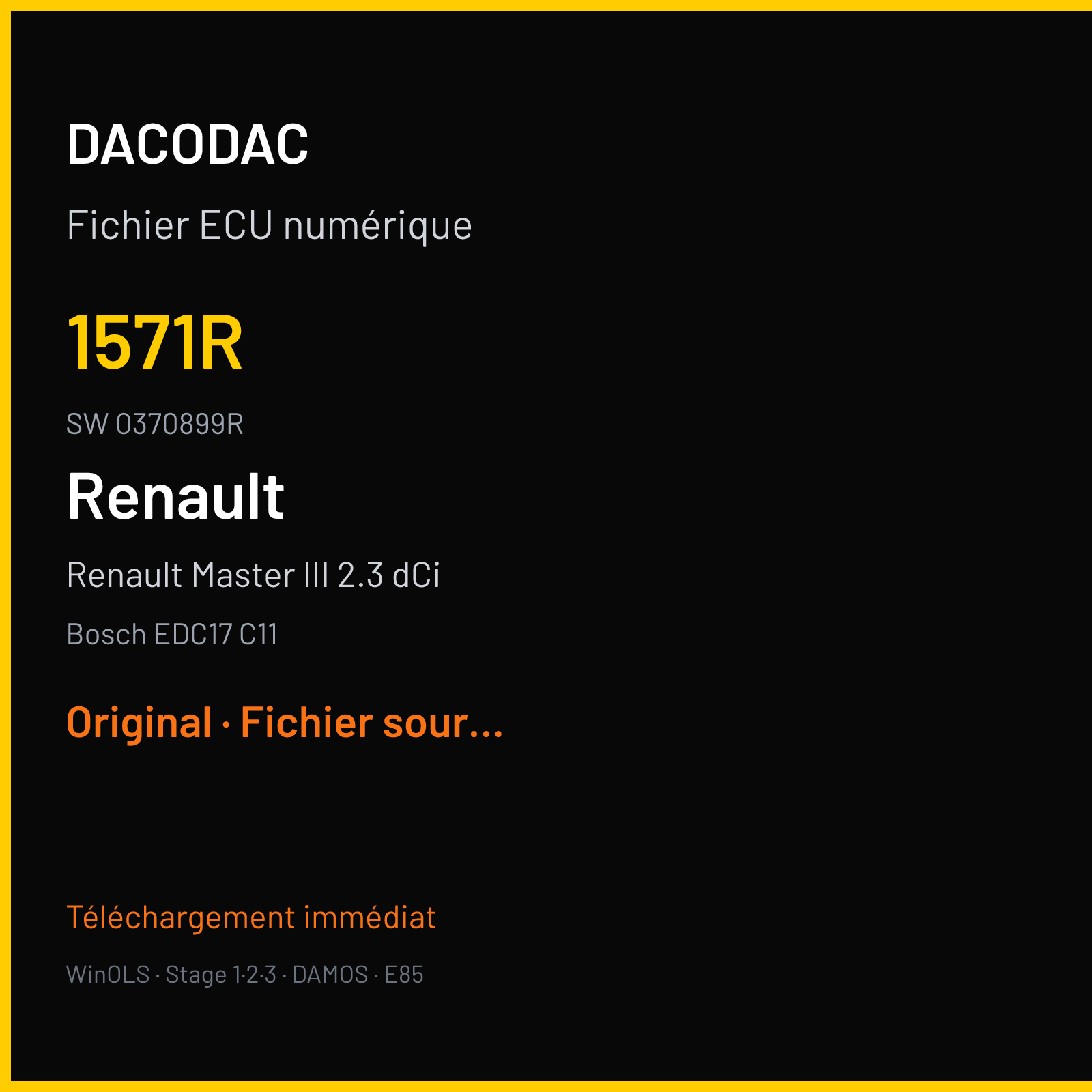 Renault Master III 2.3 dCi 100 ch — Bosch EDC17 C11 — 1571R · 0370899R · 1037514577 — Original