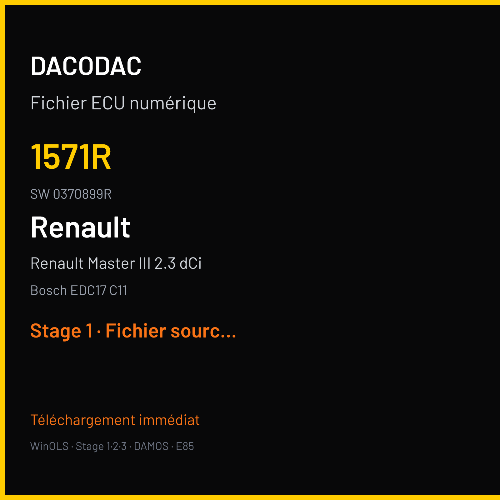 Renault Master III 2.3 dCi 100 ch — Bosch EDC17 C11 — 1571R · 0370899R · 1037514577 — Stage 1