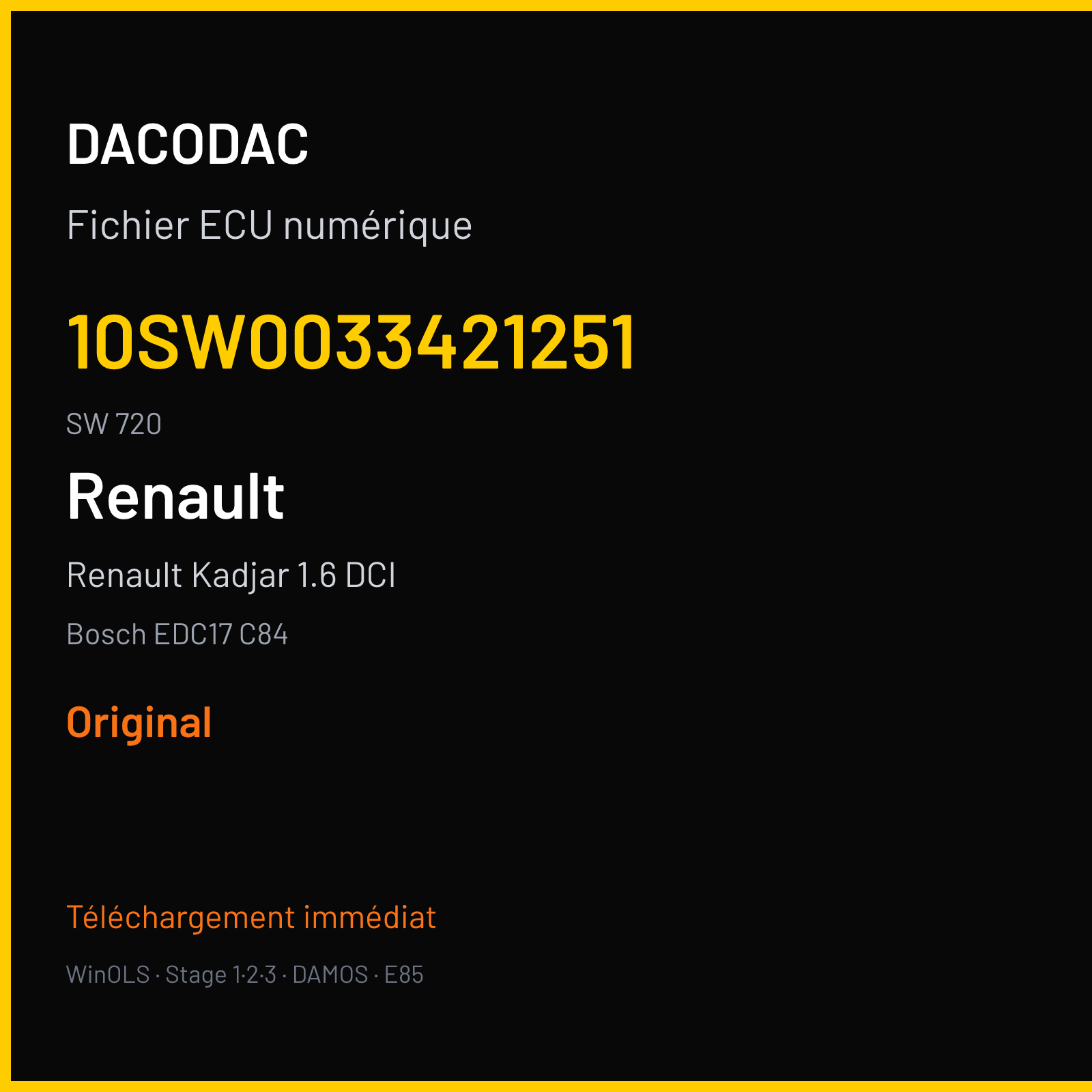 Renault Kadjar 1.6 DCI 130 ch (2015) — Bosch EDC17 C84 — 10SW0033421251 · 720 · MCE6844TGLMRH27771673 — Original