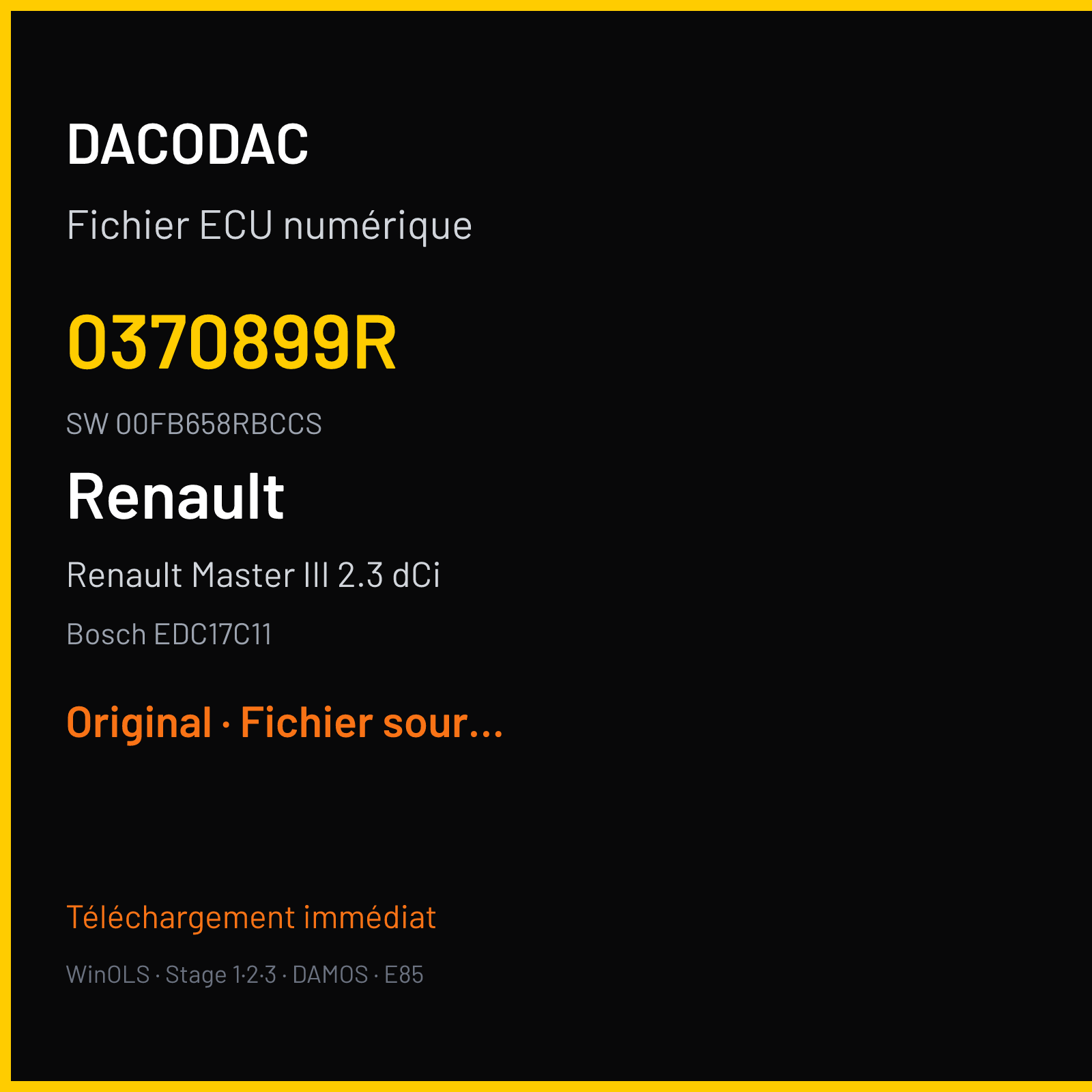 Renault Master III 2.3 dCi — Bosch EDC17C11 — 0370899R · 00FB658RBCCS · 1037514303 — Original