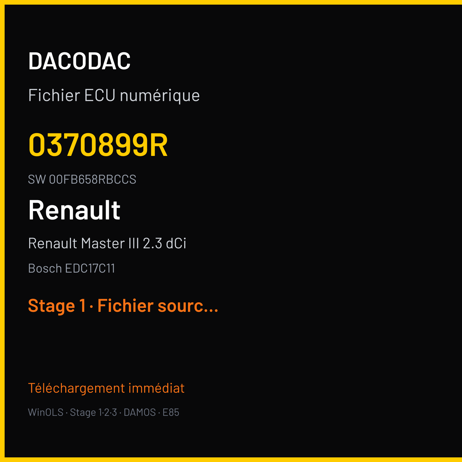 Renault Master III 2.3 dCi — Bosch EDC17C11 — 0370899R · 00FB658RBCCS · 1037514303 — Stage 1
