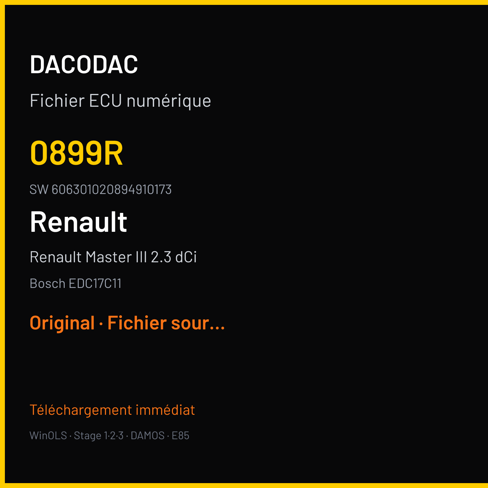 Renault Master III 2.3 dCi 125 ch (2014) — Bosch EDC17C11 — 0899R · 606301020894910173 · 517813 — Original