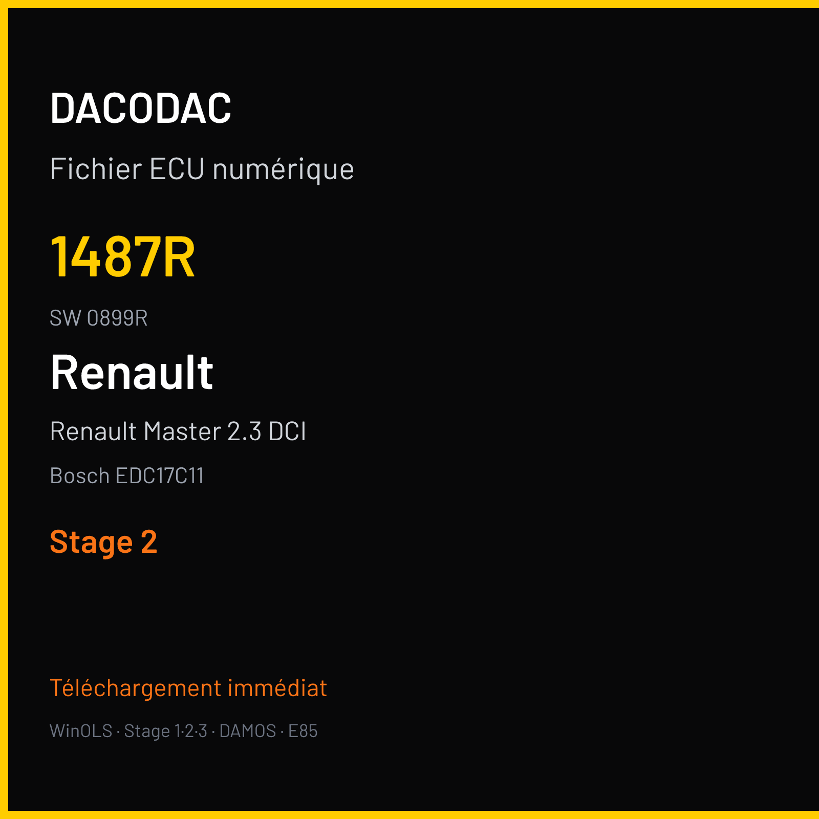 Renault Master 2.3 DCI 125 ch (2013) — Bosch EDC17C11 — 1487R · 0899R · 518205 — Stage 2