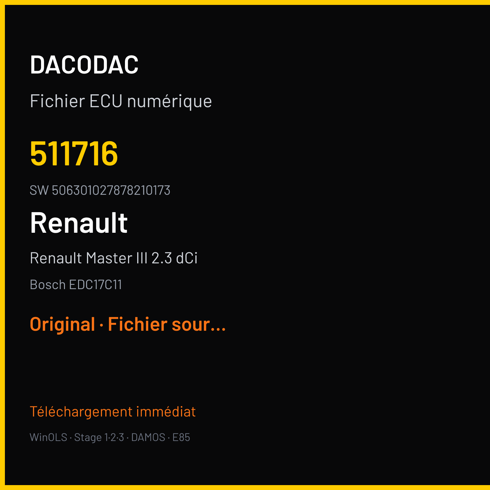 Renault Master III 2.3 dCi 100 ch (2010) — Bosch EDC17C11 — 511716 · 506301027878210173 — Original
