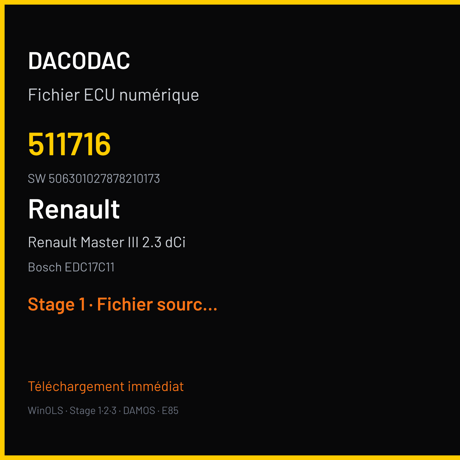 Renault Master III 2.3 dCi 100 ch (2010) — Bosch EDC17C11 — 511716 · 506301027878210173 — Stage 1