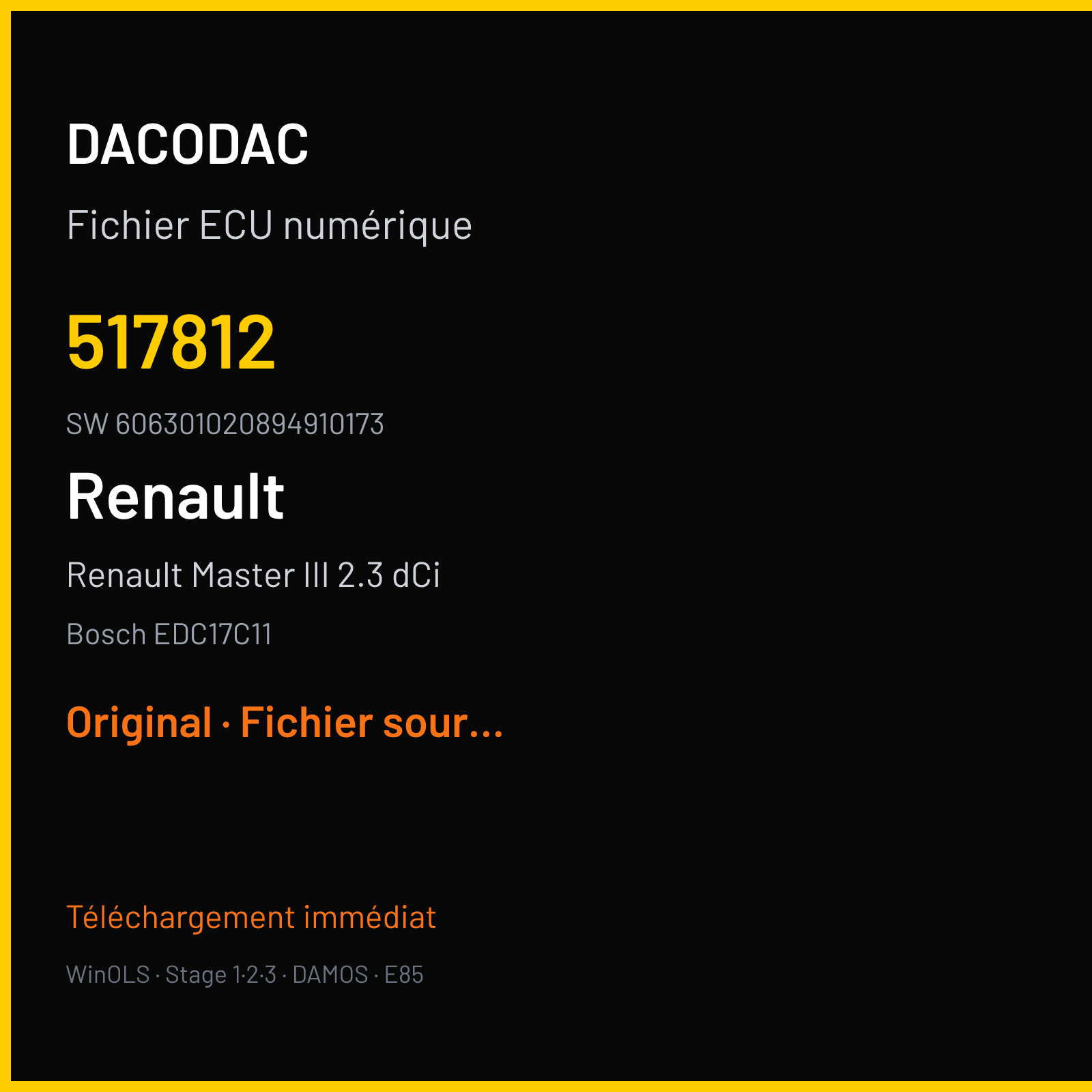 Renault Master III 2.3 dCi 125 ch (2011) — Bosch EDC17C11 — 517812 · 606301020894910173 · 517813 — Original