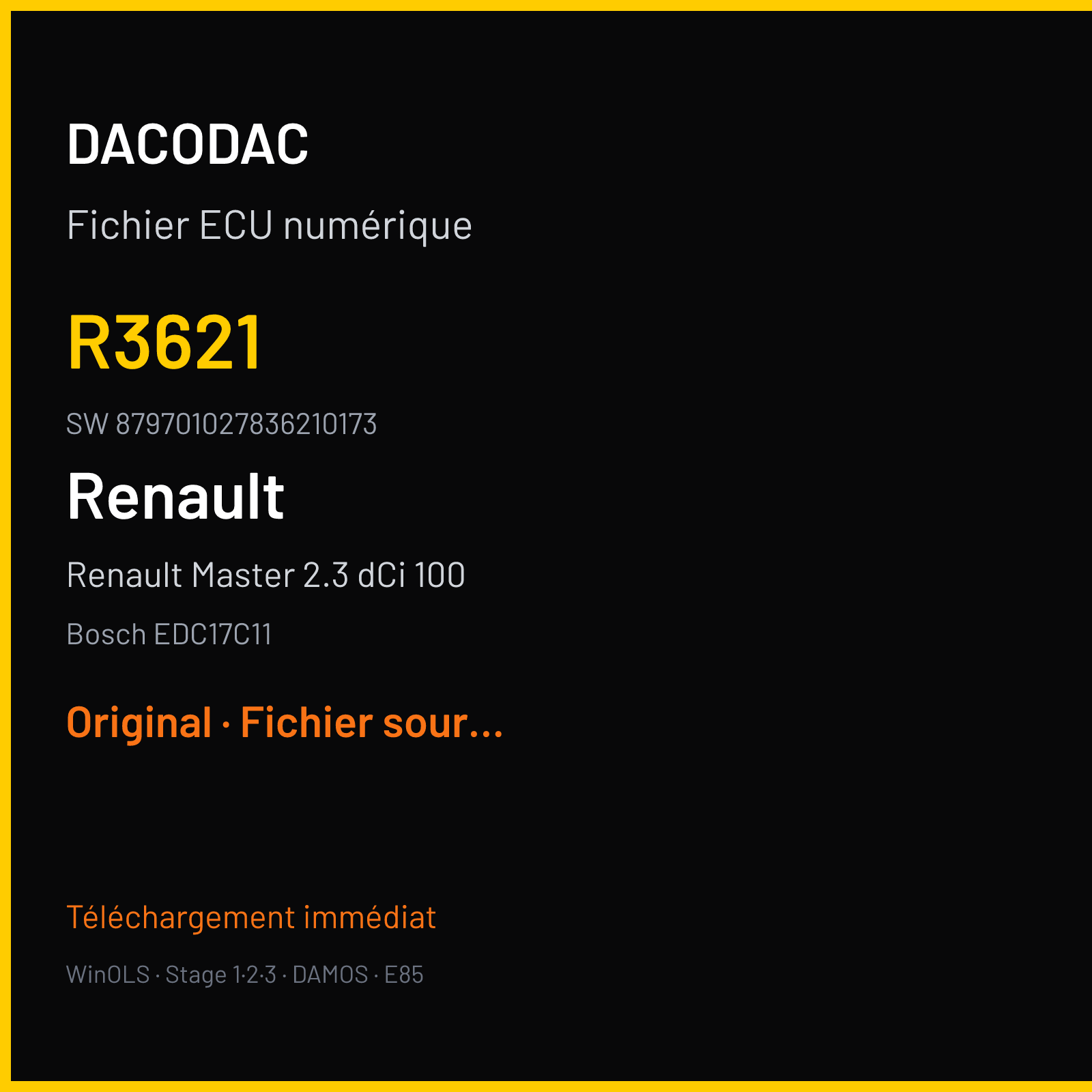 Renault Master 2.3 dCi 100 — Bosch EDC17C11 — R3621 · 879701027836210173 — Original