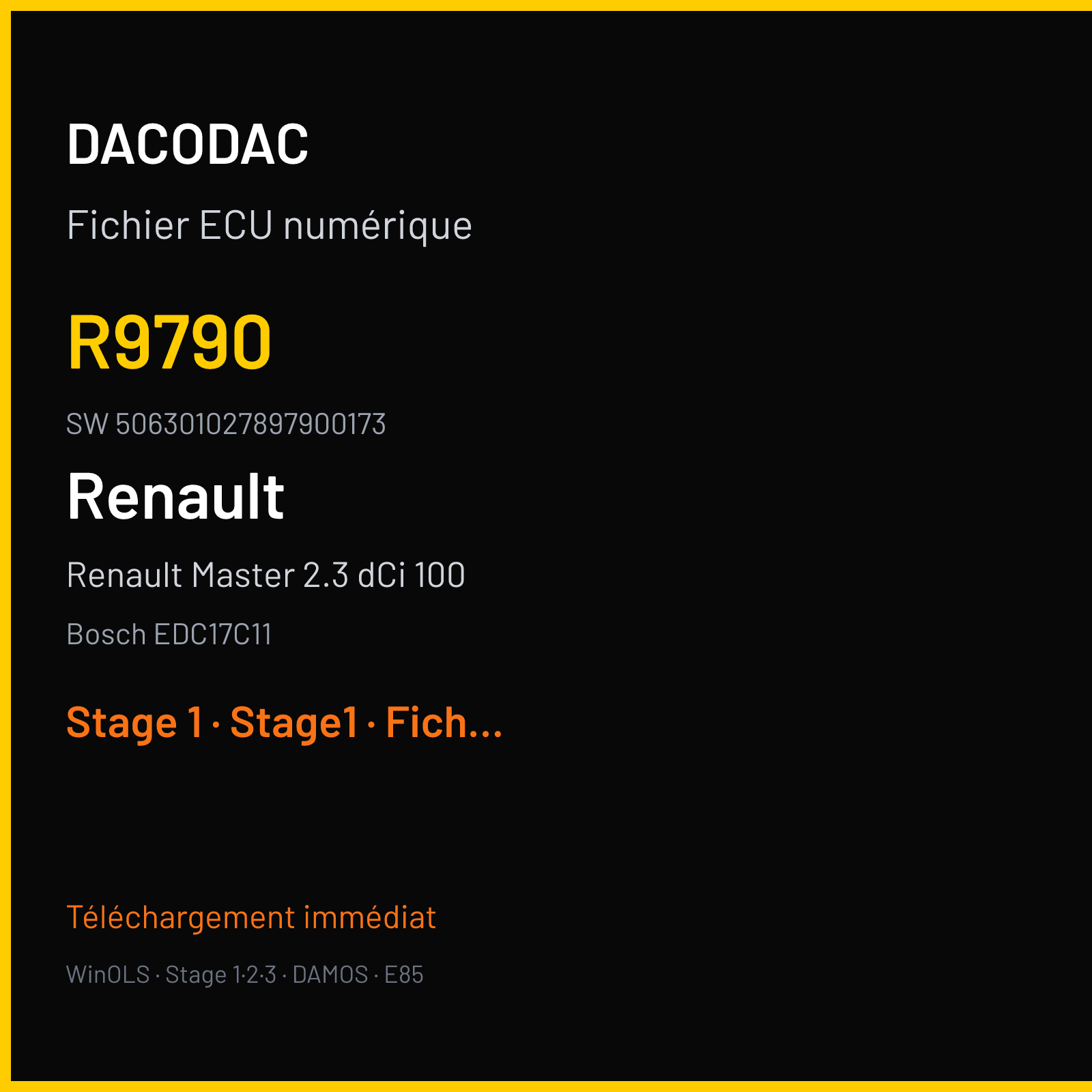 Renault Master 2.3 dCi 100 — Bosch EDC17C11 — R9790 · 506301027897900173 — Stage 1