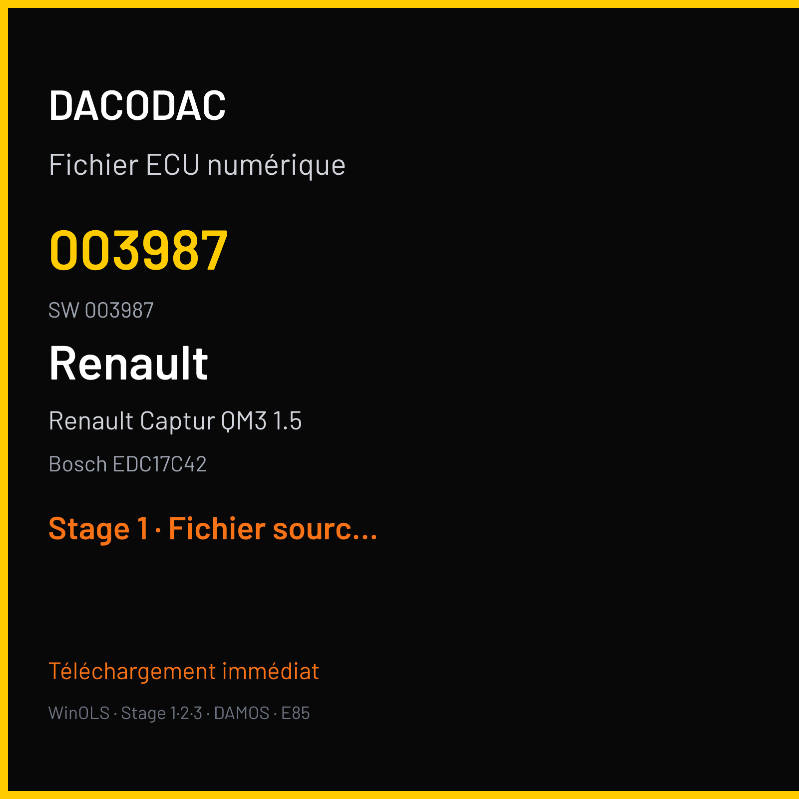Renault Captur QM3 1.5 — Bosch EDC17C42 — 003987 · 003987 — Stage 1
