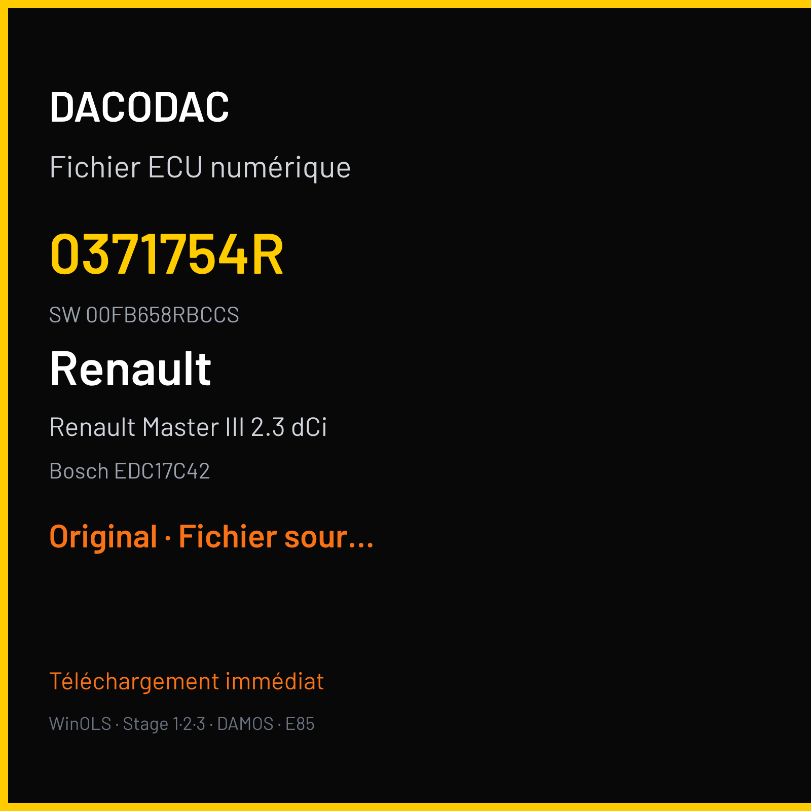 Renault Master III 2.3 dCi — Bosch EDC17C42 — 0371754R · 00FB658RBCCS · 1037517942 — Original