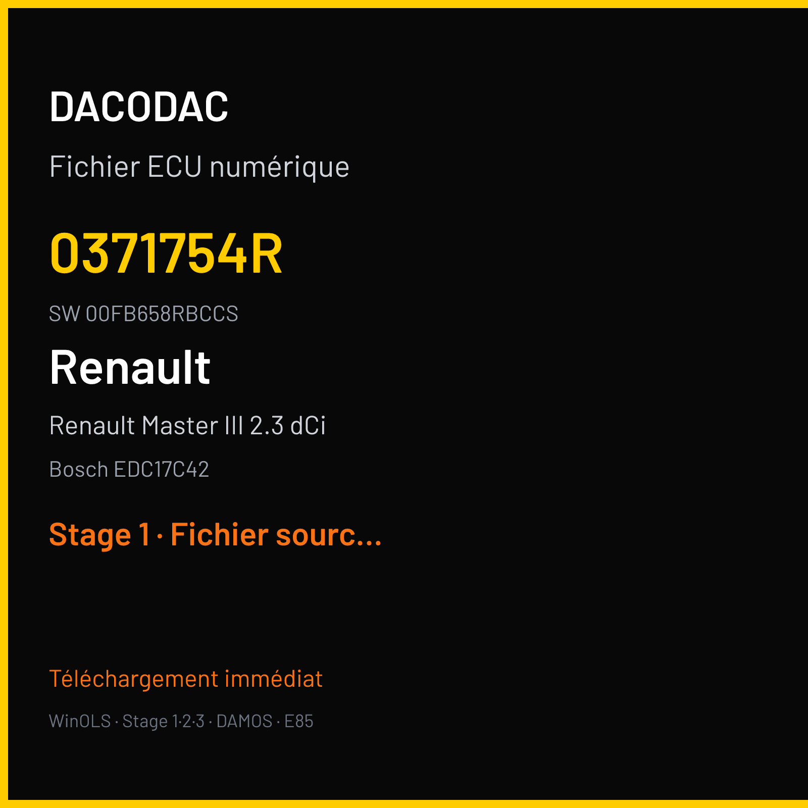 Renault Master III 2.3 dCi — Bosch EDC17C42 — 0371754R · 00FB658RBCCS · 1037517942 — Stage 1