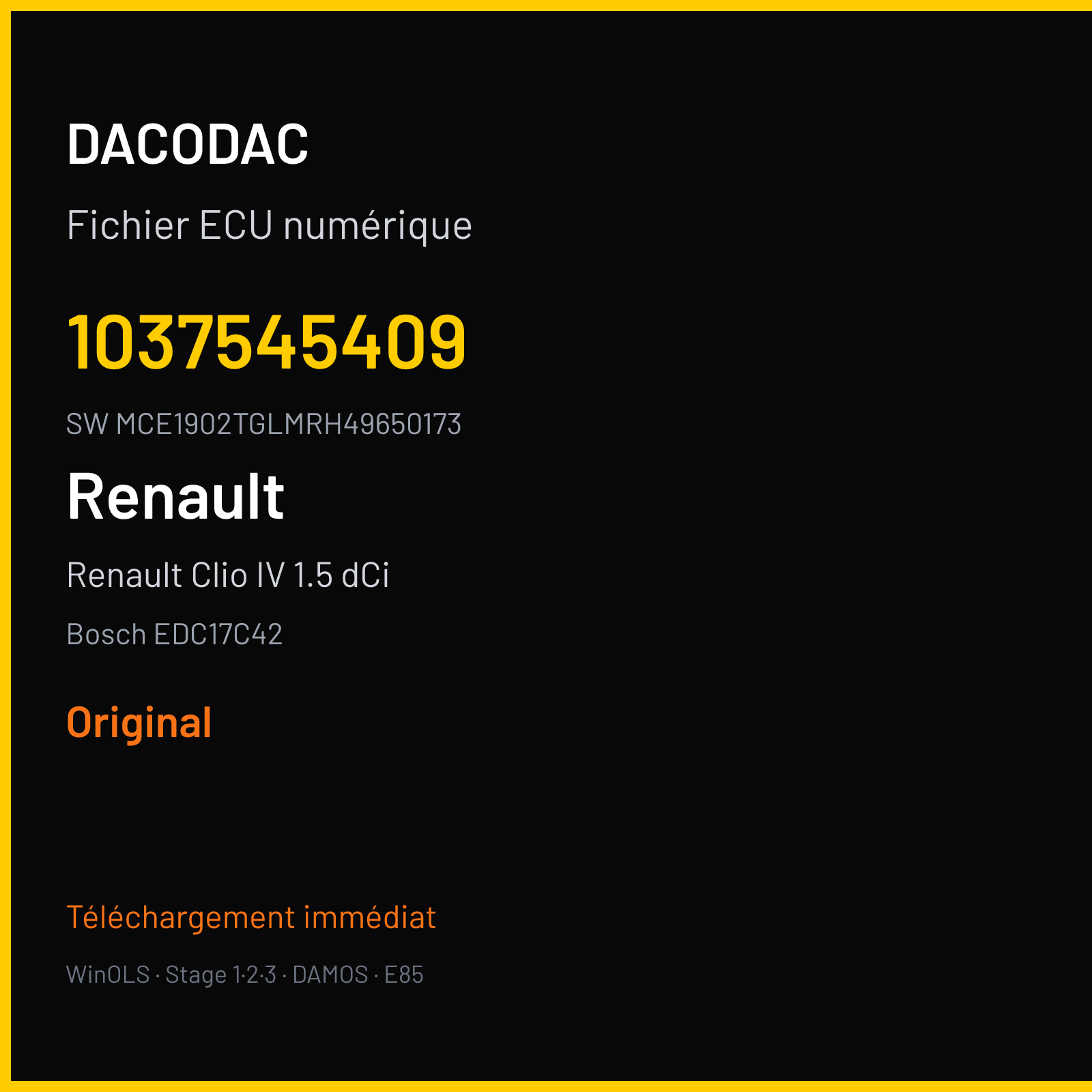Renault Clio IV 1.5 dCi 75 ch — Bosch EDC17C42 — 1037545409 · MCE1902TGLMRH49650173 · 545409 — Original