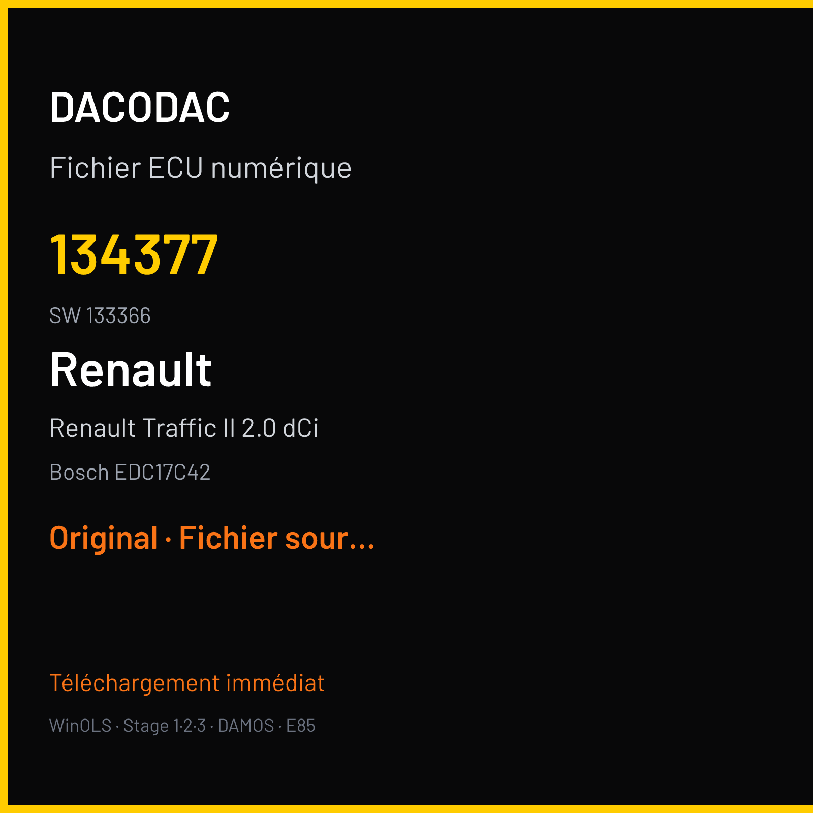 Renault Traffic II 2.0 dCi (2012) — Bosch EDC17C42 — 134377 · 133366 — Original
