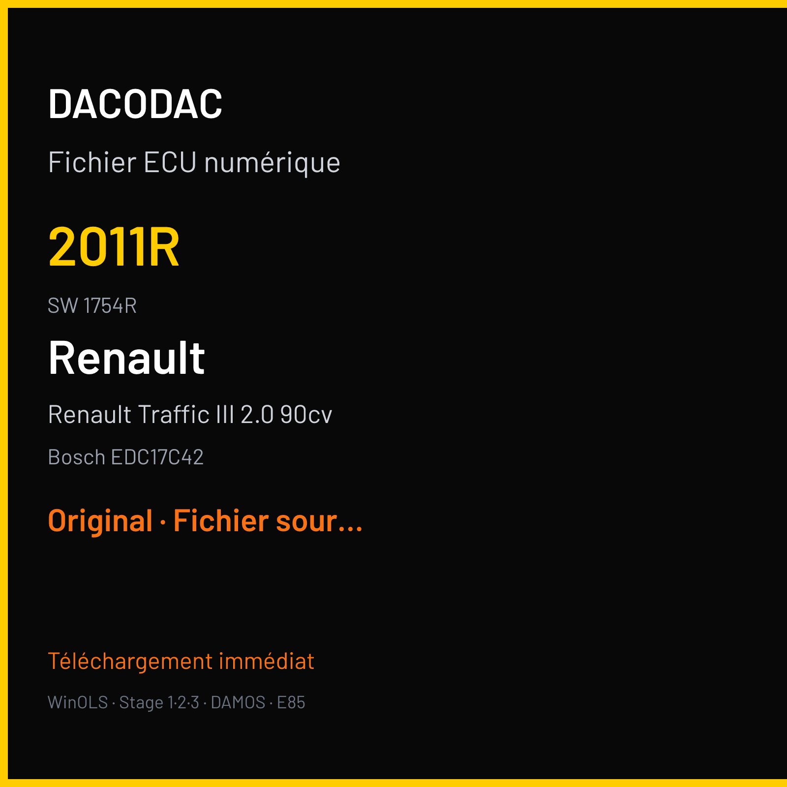 Renault Traffic III 2.0 90cv 90 ch — Bosch EDC17C42 — 2011R · 1754R · 1037523094 — Original