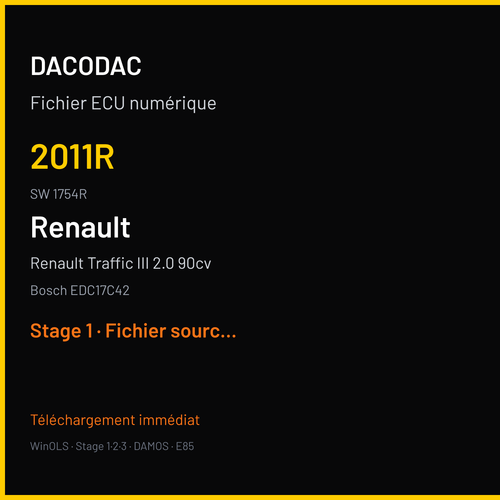 Renault Traffic III 2.0 90cv 90 ch — Bosch EDC17C42 — 2011R · 1754R · 1037523094 — Stage 1