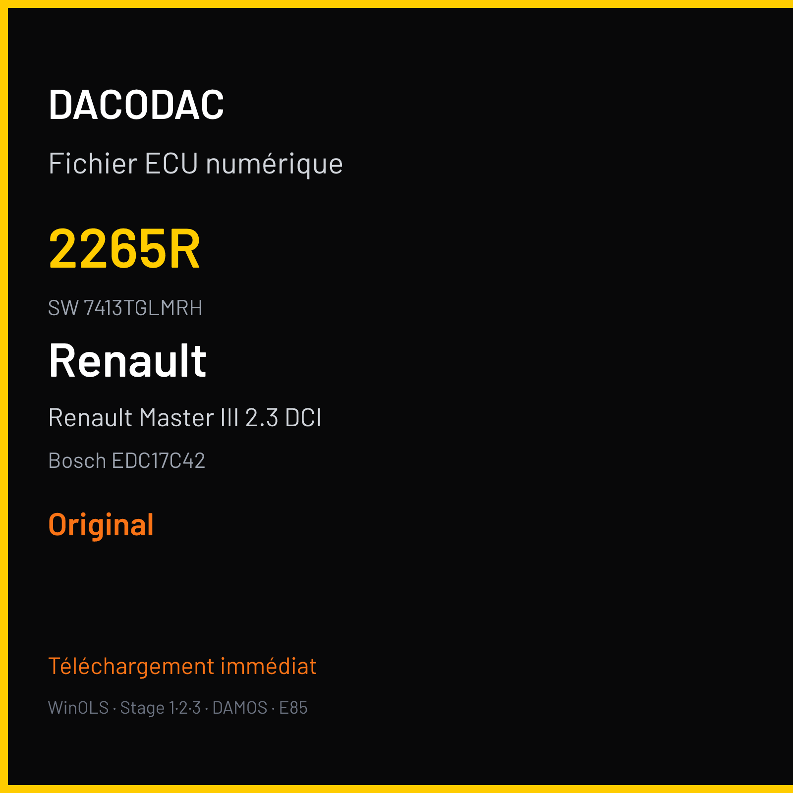 Renault Master III 2.3 DCI 125 ch (2015) — Bosch EDC17C42 — 2265R · 7413TGLMRH · 89070173 000089 — Original