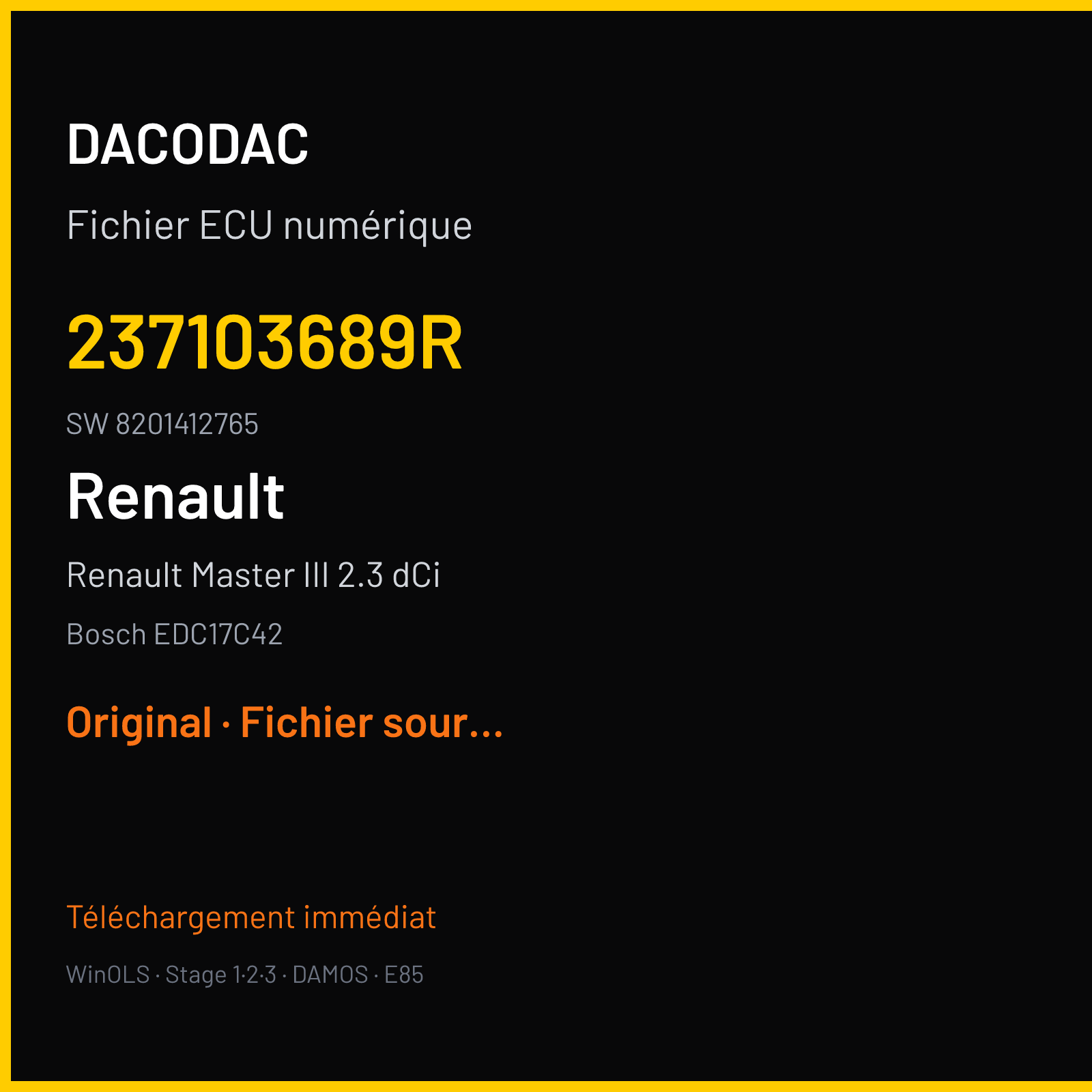 Renault Master III 2.3 dCi — Bosch EDC17C42 — 237103689R · 8201412765 · 533383 — Original