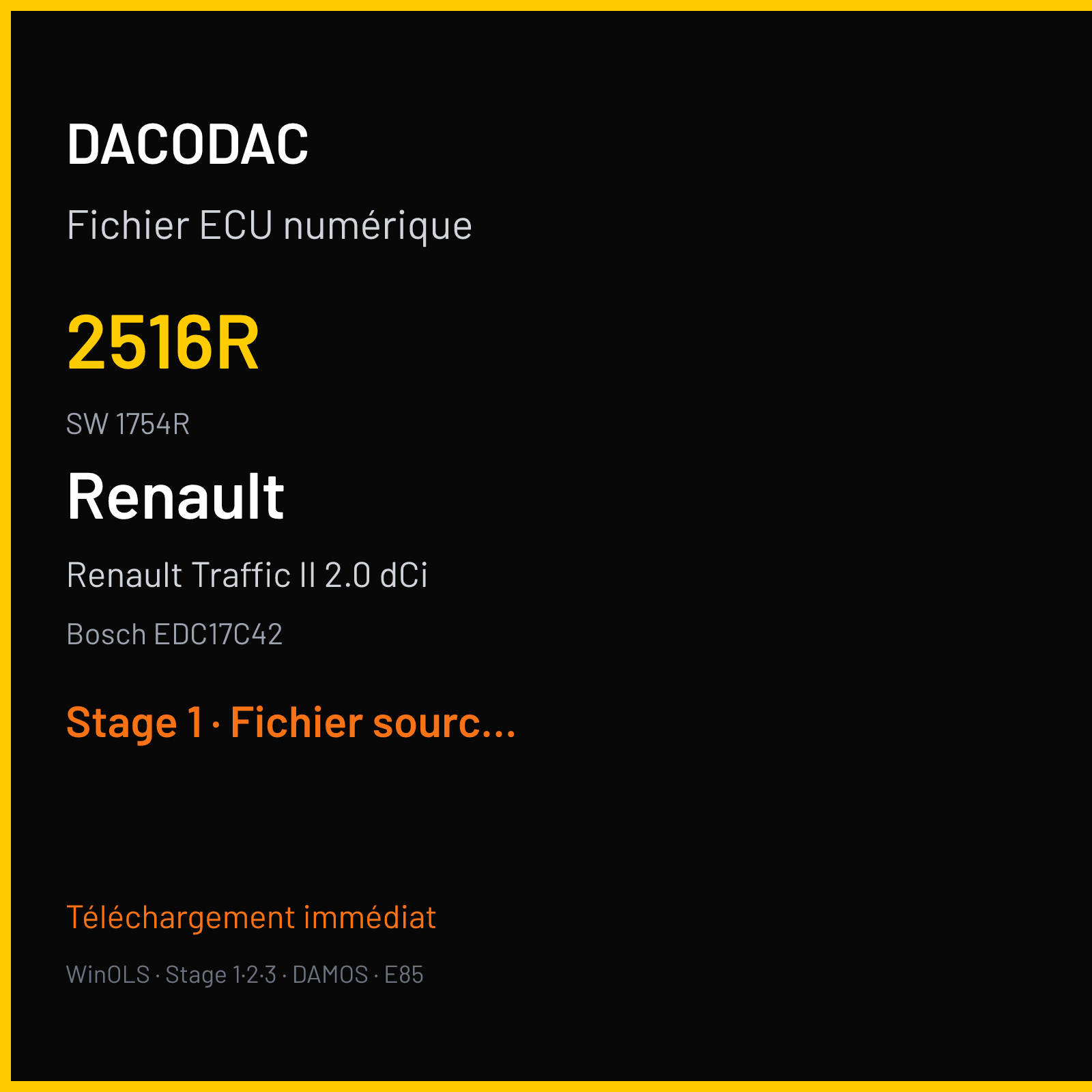Renault Traffic II 2.0 dCi 115 ch — Bosch EDC17C42 — 2516R · 1754R · 523095 — Stage 1