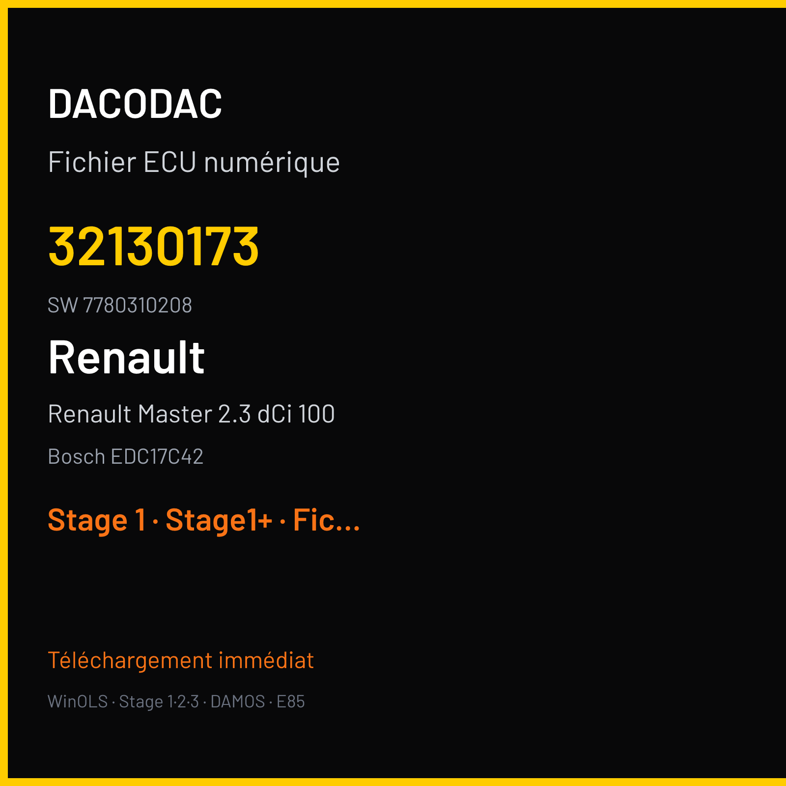 Renault Master 2.3 dCi 100 — Bosch EDC17C42 — 32130173 · 7780310208 — Stage 1