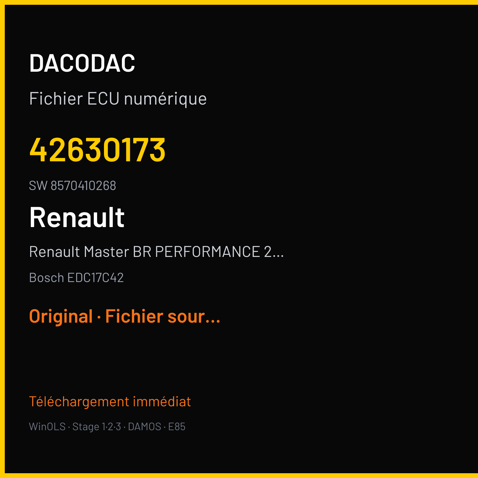 Renault Master BR PERFORMANCE 2.3 125 ch (2013) — Bosch EDC17C42 — 42630173 · 8570410268 · 532247 — Original