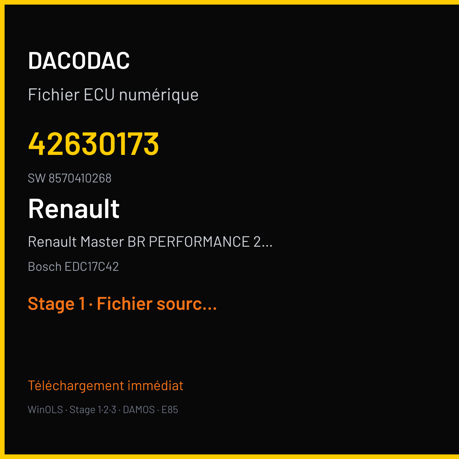 Renault Master BR PERFORMANCE 2.3 125 ch (2013) — Bosch EDC17C42 — 42630173 · 8570410268 · 532247 — Stage 1