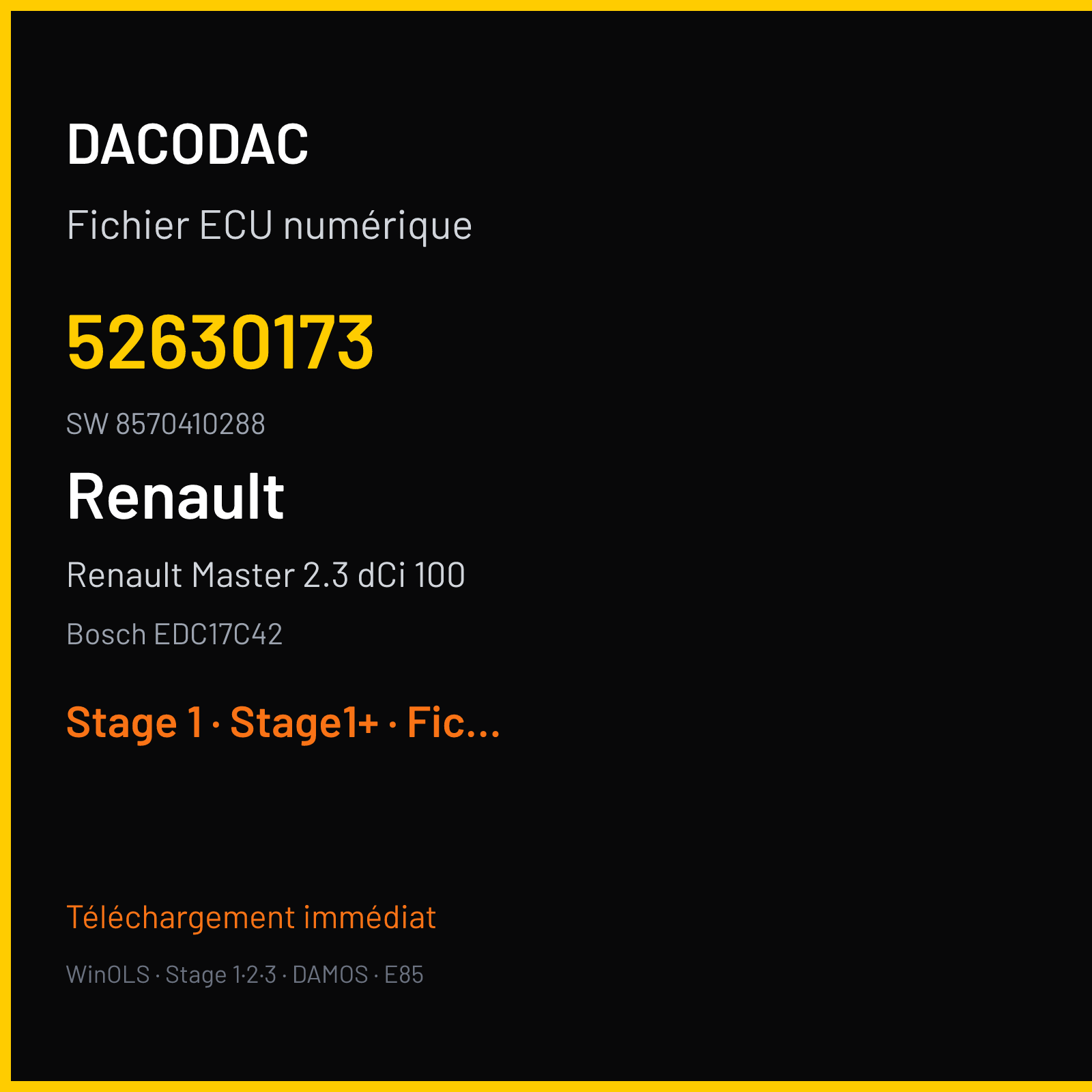 Renault Master 2.3 dCi 100 — Bosch EDC17C42 — 52630173 · 8570410288 — Stage 1