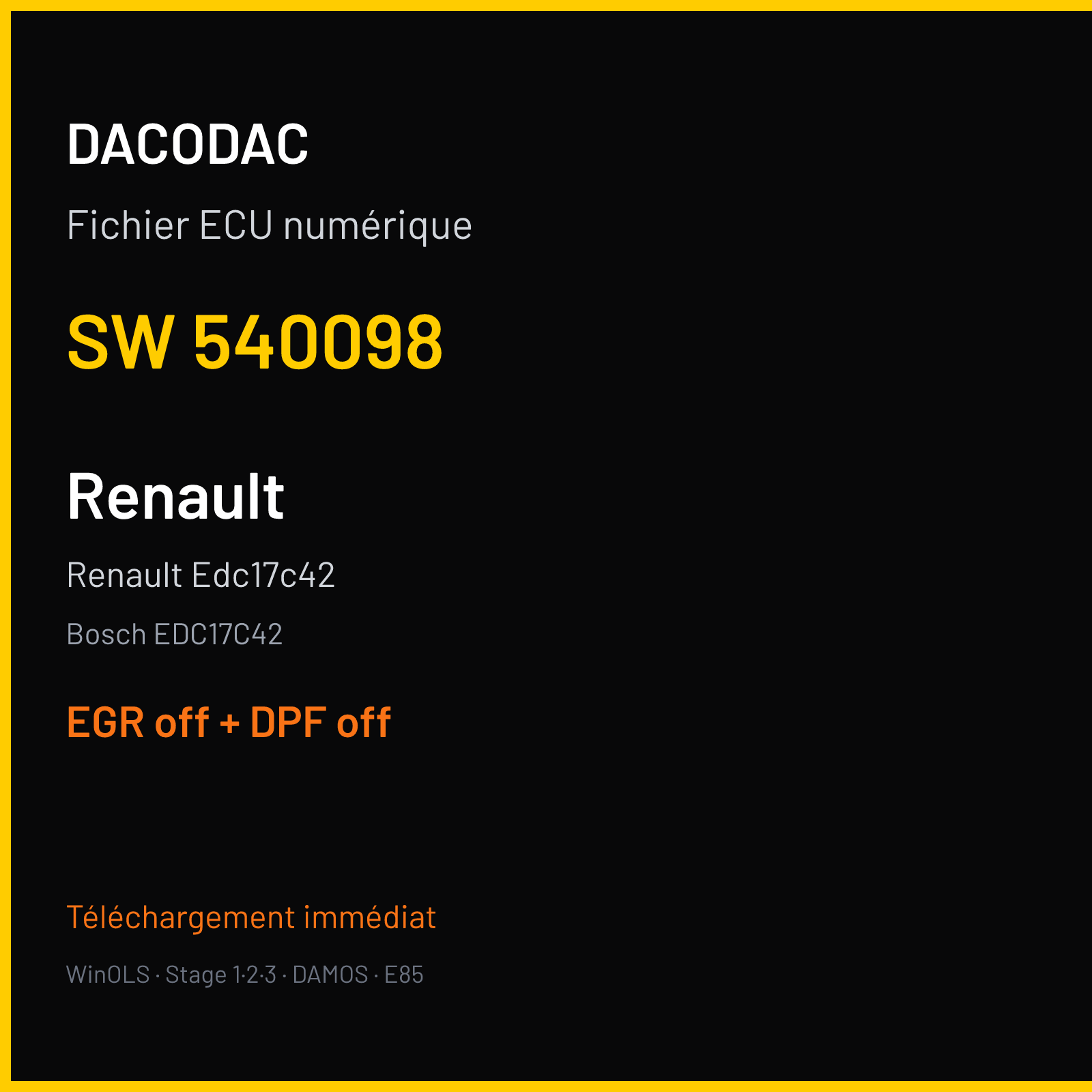 Renault Edc17c42 — Bosch EDC17C42 — 540098 — EGR off + DPF off