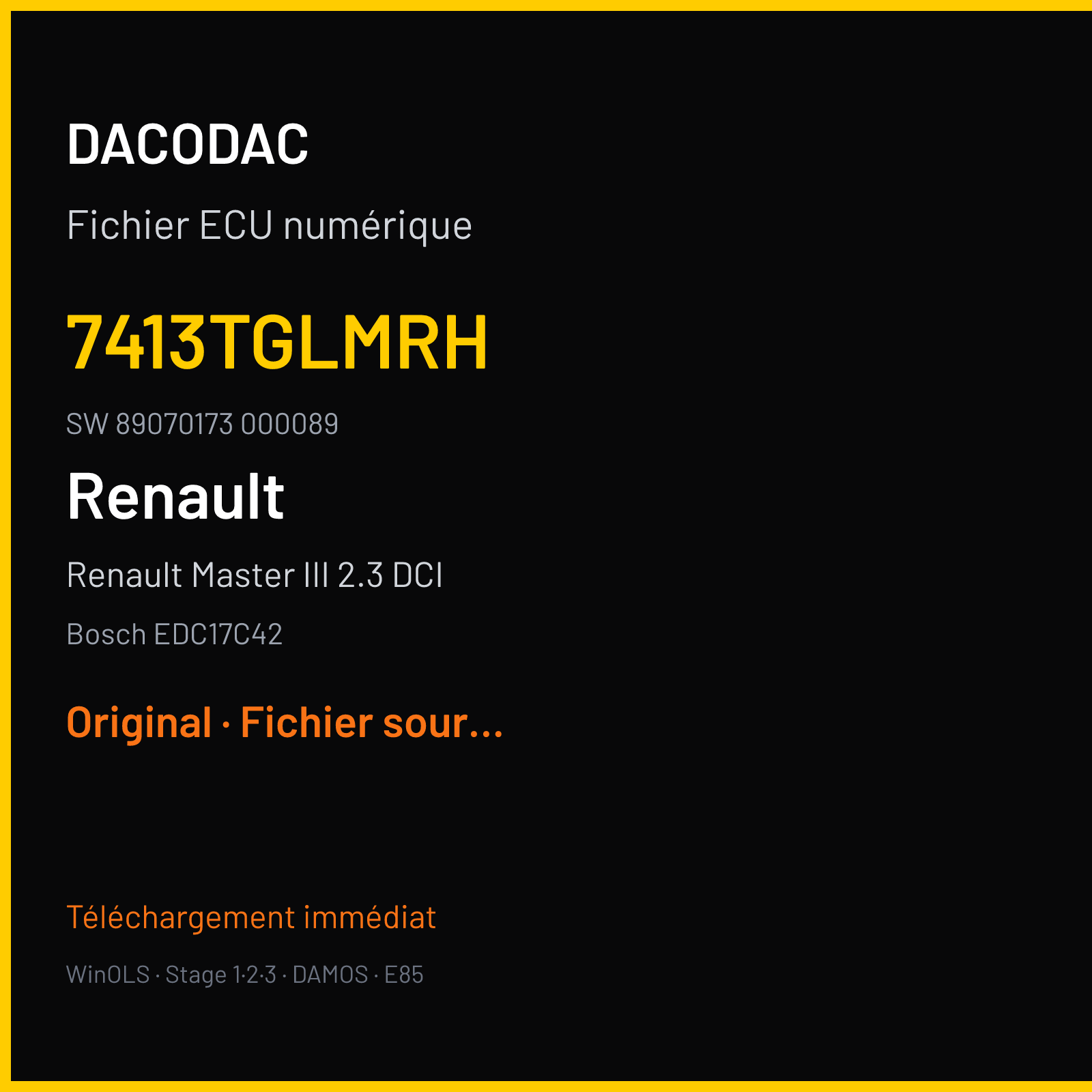 Renault Master III 2.3 DCI (2015) — Bosch EDC17C42 — 7413TGLMRH · 89070173 000089 — Original