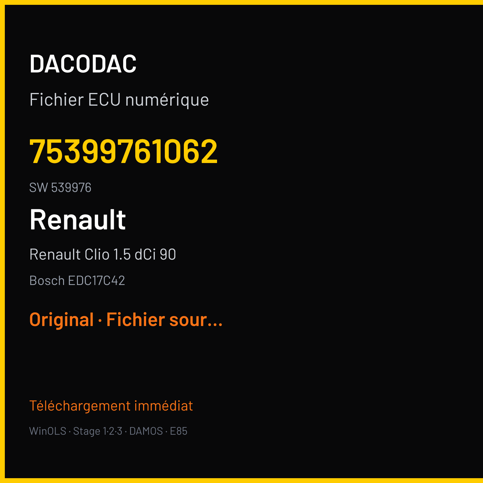 Renault Clio 1.5 dCi 90 (2014) — Bosch EDC17C42 — 75399761062 · 539976 — Original