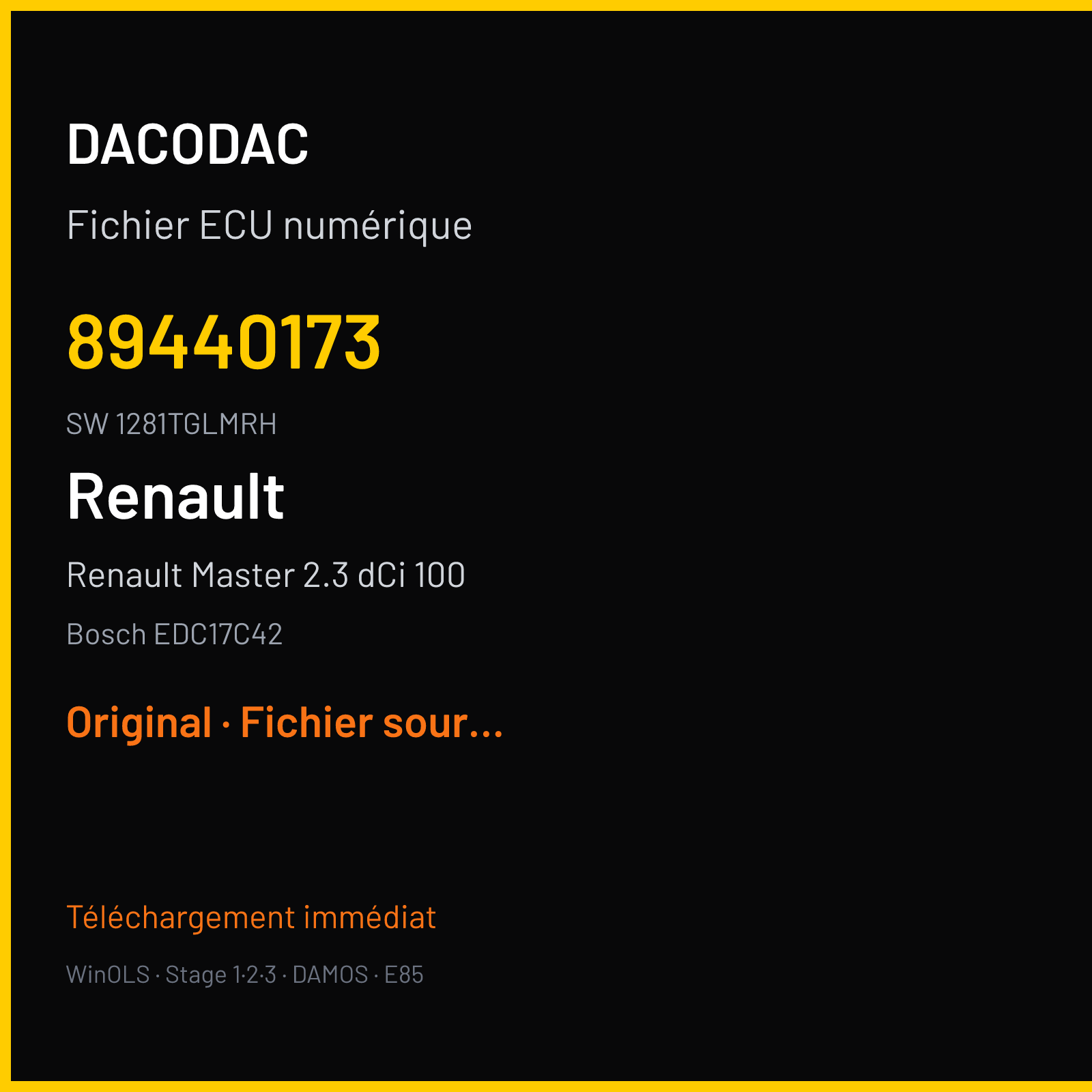Renault Master 2.3 dCi 100 — Bosch EDC17C42 — 89440173 · 1281TGLMRH — Original