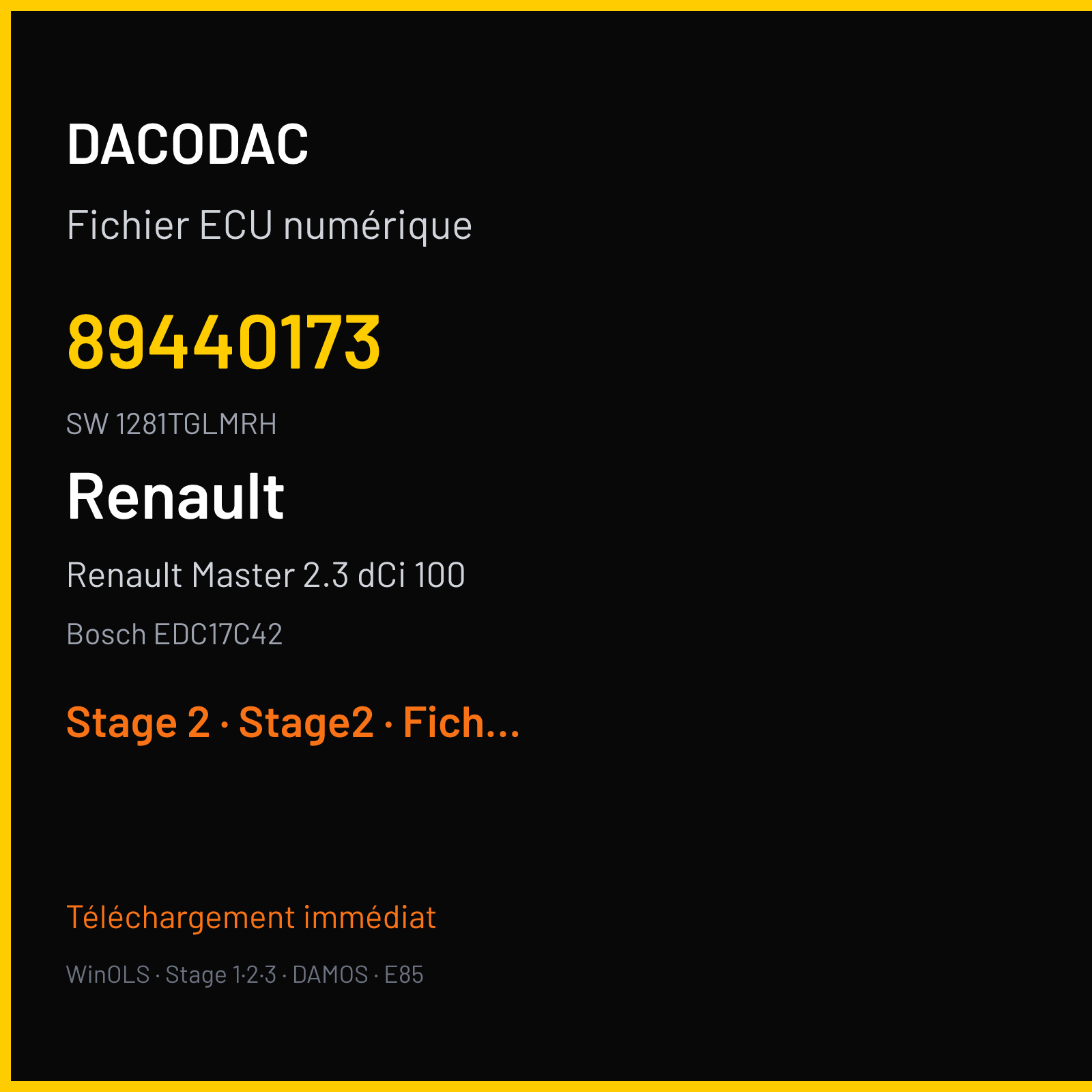 Renault Master 2.3 dCi 100 — Bosch EDC17C42 — 89440173 · 1281TGLMRH — Stage 2
