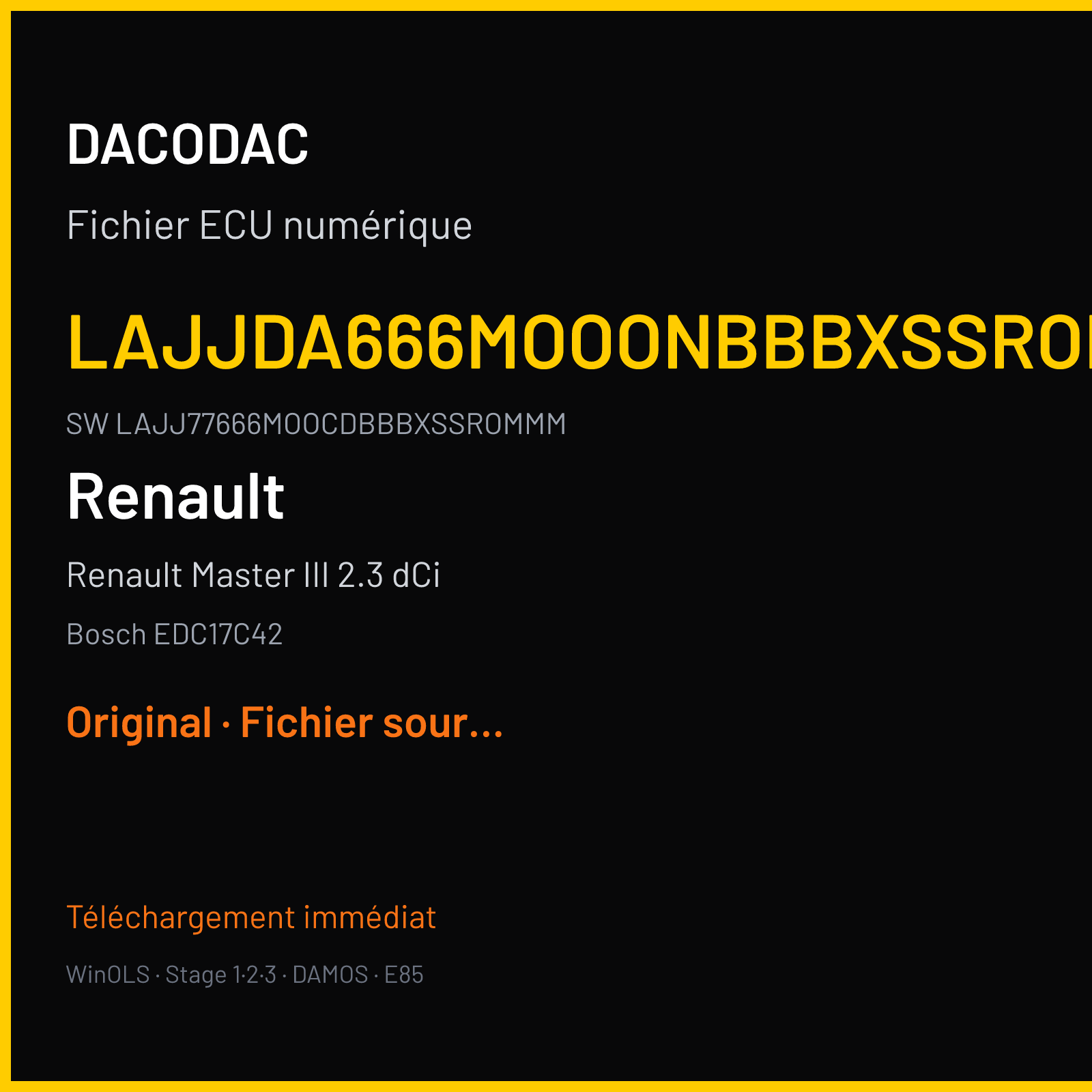 Renault Master III 2.3 dCi 125 ch (2015) — Bosch EDC17C42 — LAJJDA666MOOONBBBXSSROMMM · LAJJ77666MOOCDBBBXSSROMMM · 539005 — Original