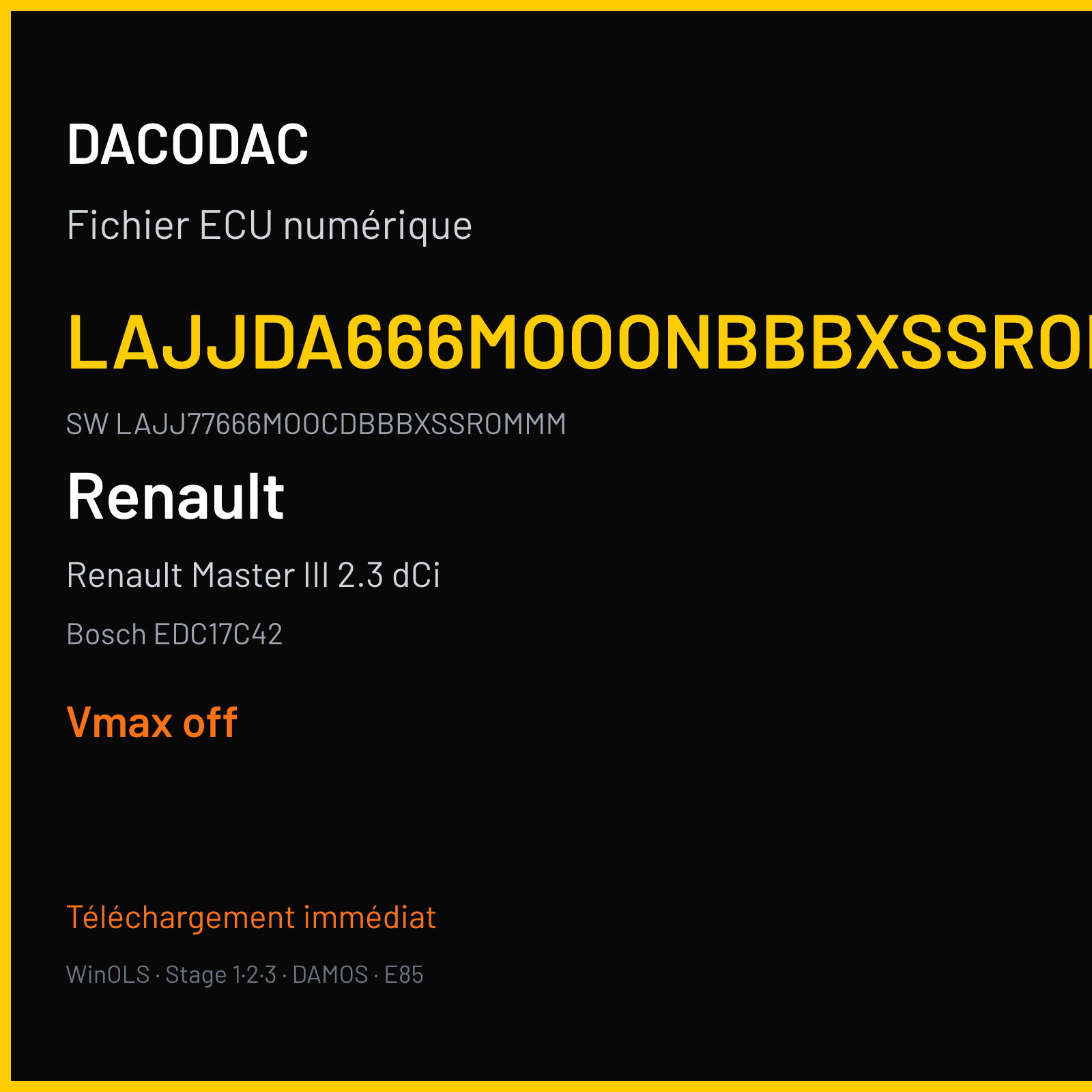 Renault Master III 2.3 dCi 125 ch (2015) — Bosch EDC17C42 — LAJJDA666MOOONBBBXSSROMMM · LAJJ77666MOOCDBBBXSSROMMM · 539005 — VMAX off