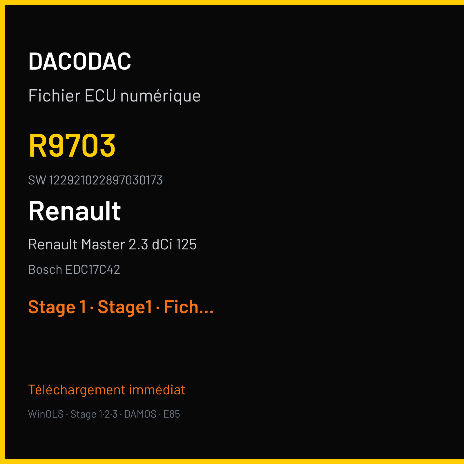 Renault Master 2.3 dCi 125 — Bosch EDC17C42 — R9703 · 122921022897030173 — Stage 1