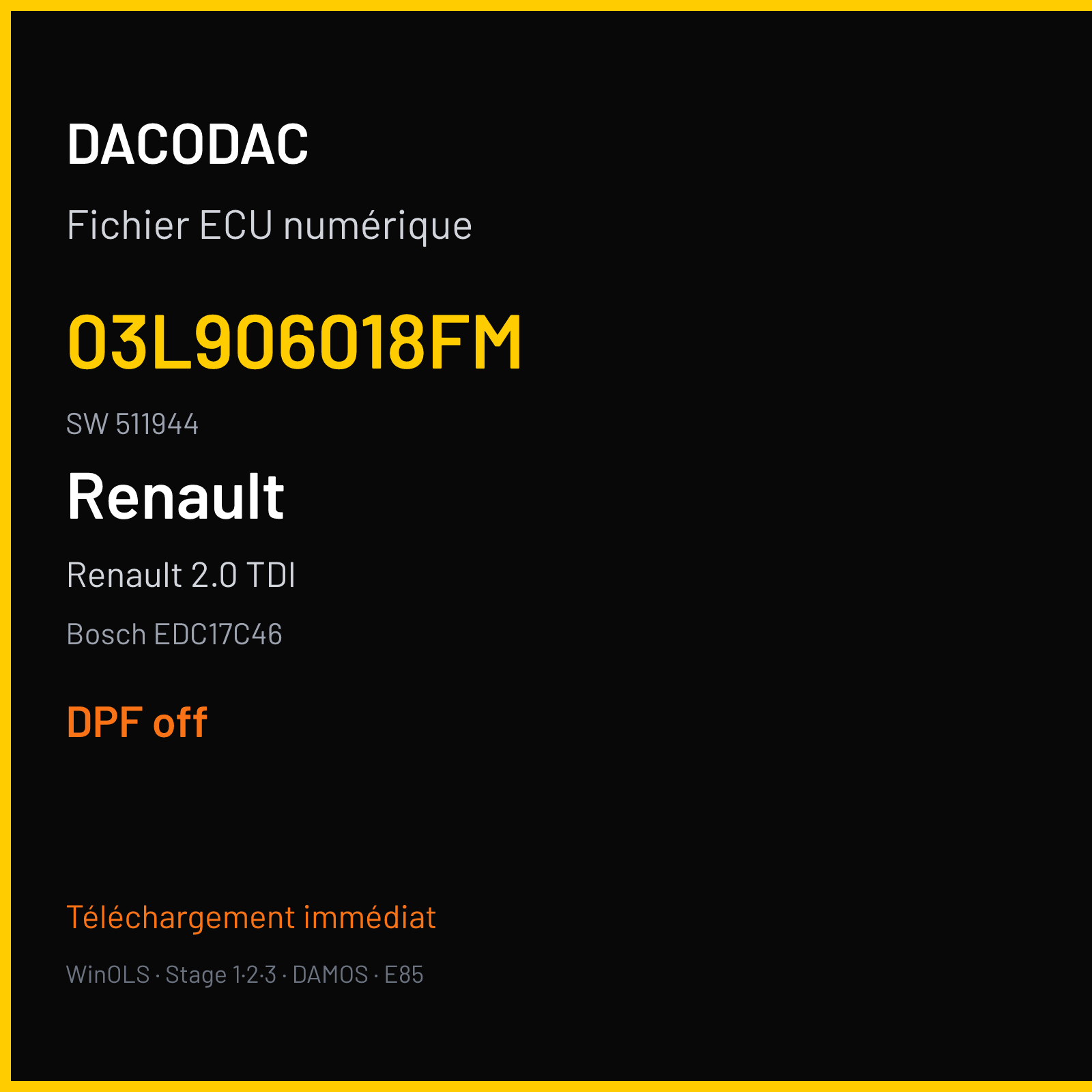 Renault 2.0 TDI — Bosch EDC17C46 — 03L906018FM · 511944 — DPF off