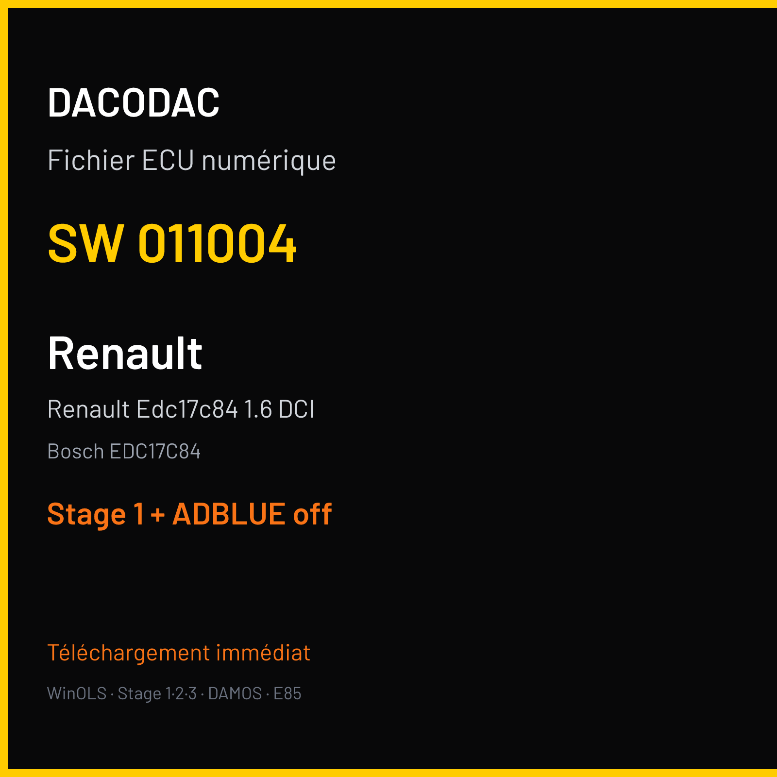 Renault Edc17c84 1.6 DCI — Bosch EDC17C84 — 011004 — Stage 1 + ADBLUE off