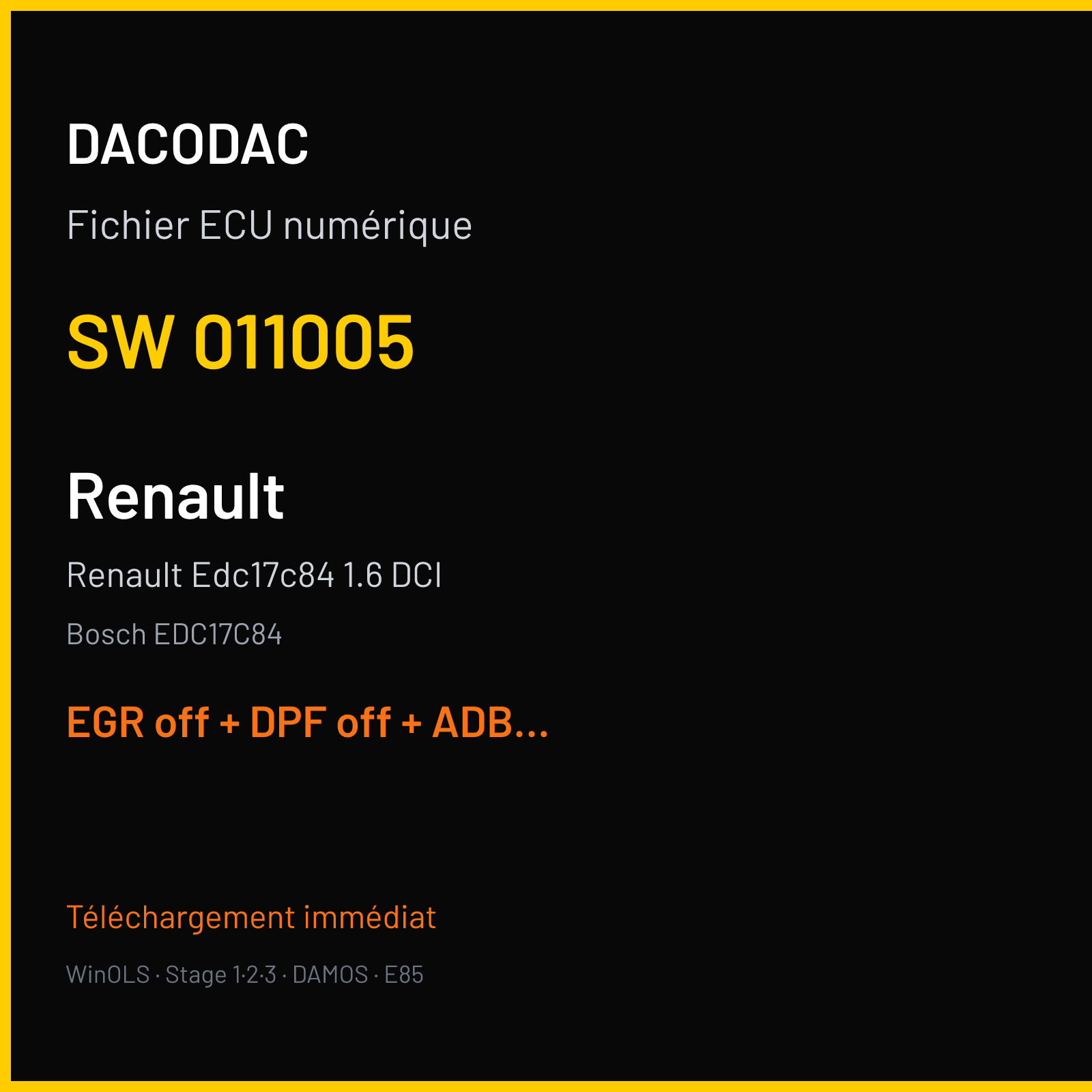 Renault Edc17c84 1.6 DCI — Bosch EDC17C84 — 011005 — EGR off + DPF off + ADBLUE off