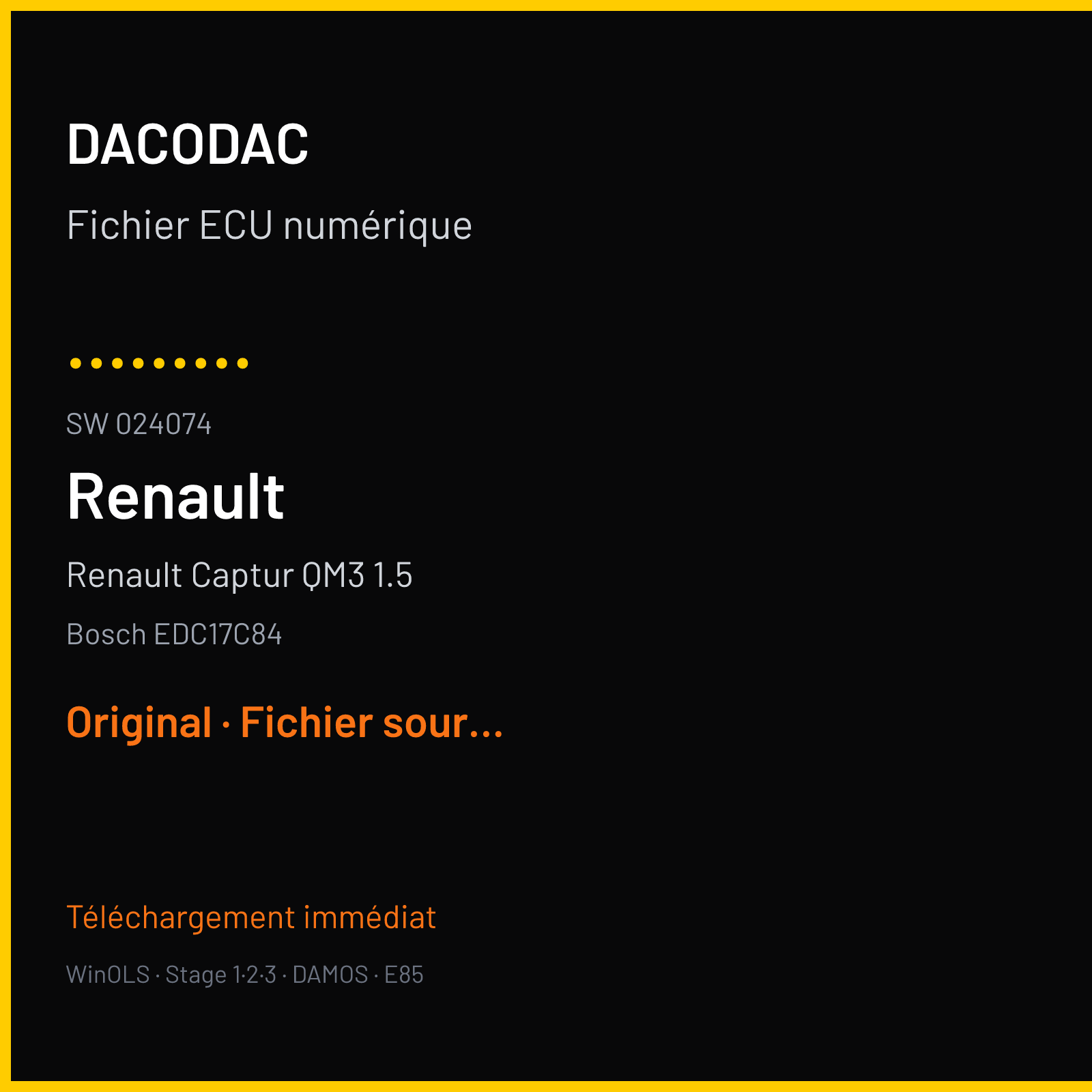 Renault Captur QM3 1.5 (2018) — Bosch EDC17C84 — ......... · 024074 — Original