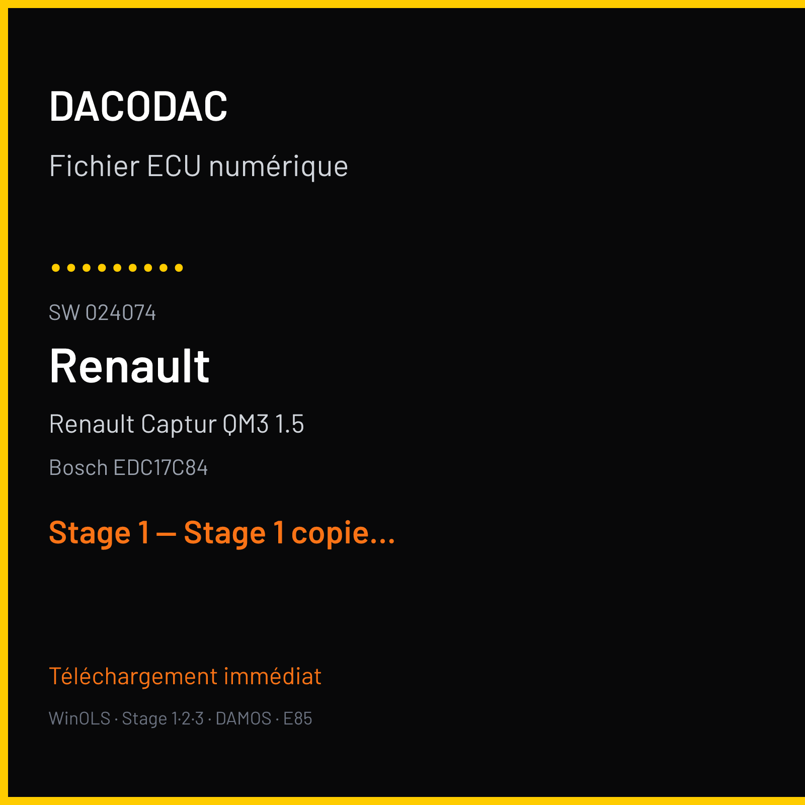 Renault Captur QM3 1.5 (2018) — Bosch EDC17C84 — ......... · 024074 — Stage 1 — Stage 1 copied from best file