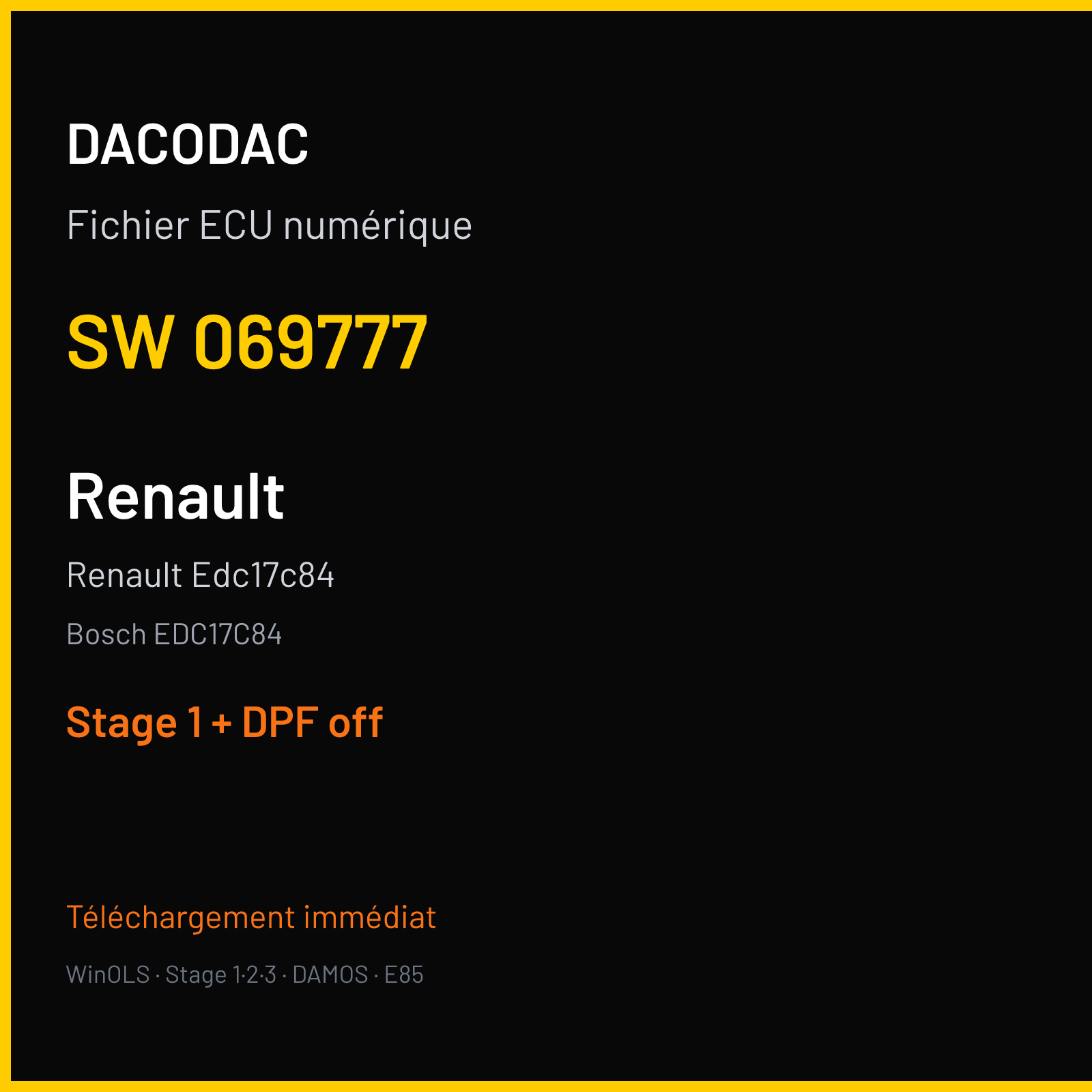 Renault Edc17c84 — Bosch EDC17C84 — 069777 — Stage 1 + DPF off