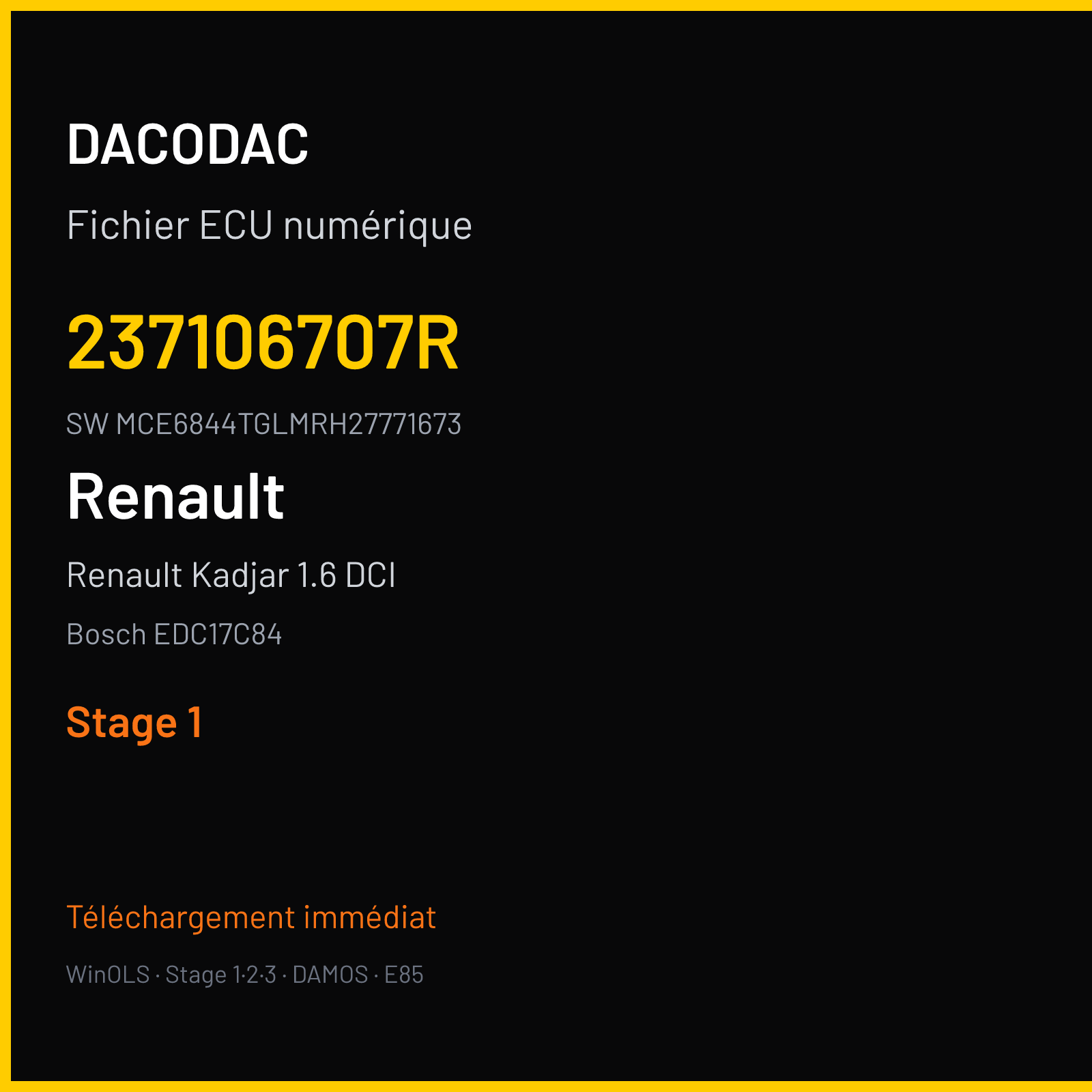 Renault Kadjar 1.6 DCI 130 ch (2015) — Bosch EDC17C84 — 237106707R · MCE6844TGLMRH27771673 · 003342 — Stage 1